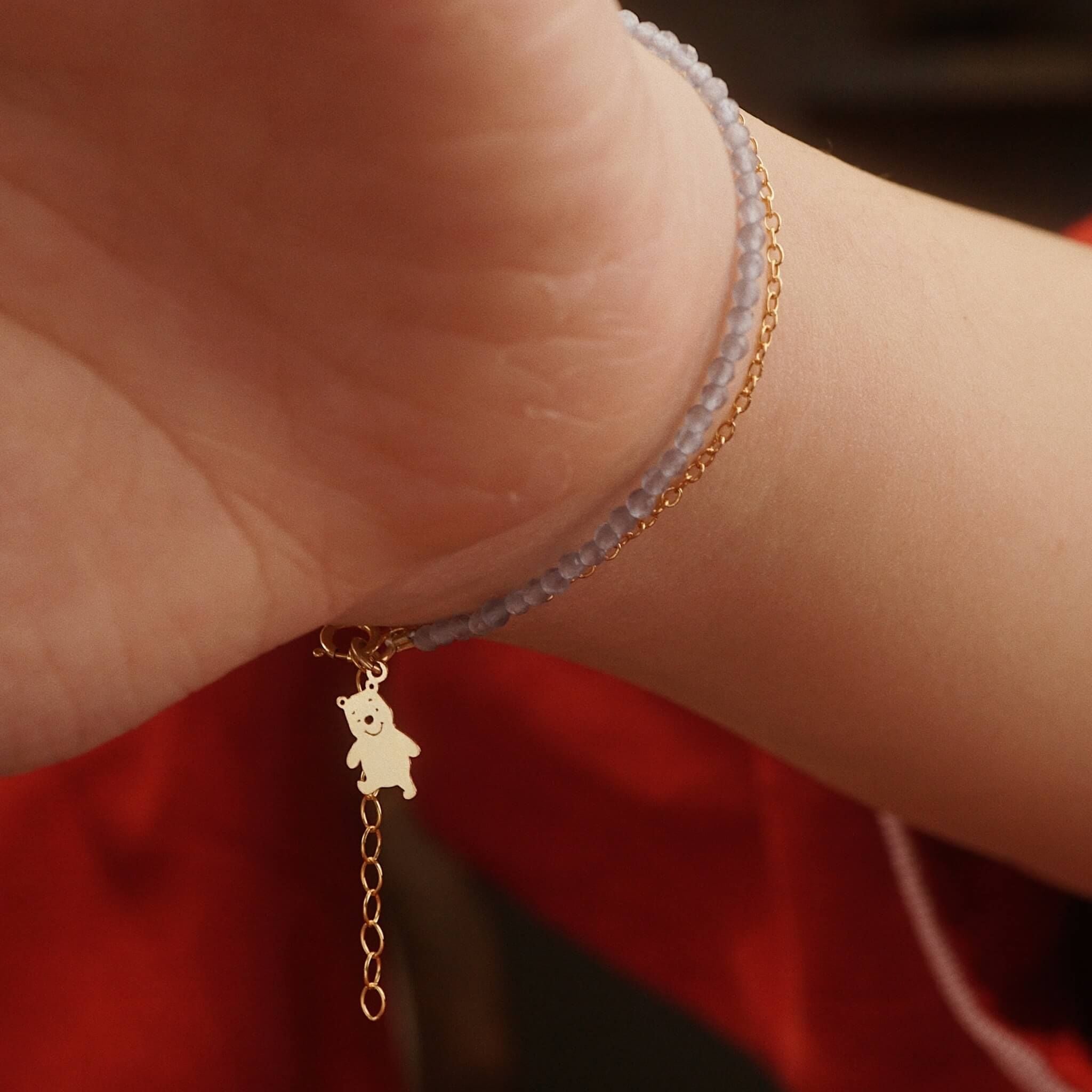  TEDDY BEAR - PLAIN ROUND AMETHYST BRACELET 