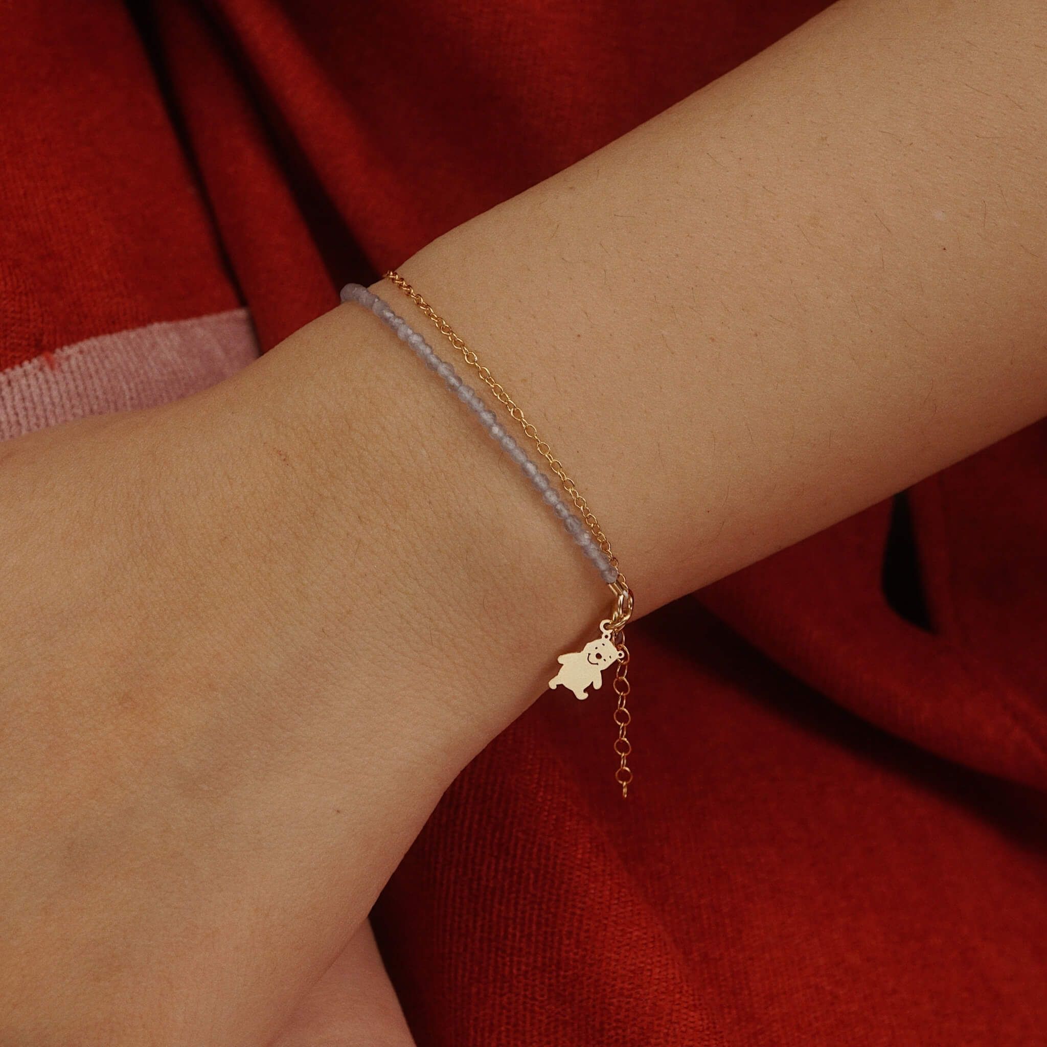  TEDDY BEAR - PLAIN ROUND AMETHYST BRACELET 
