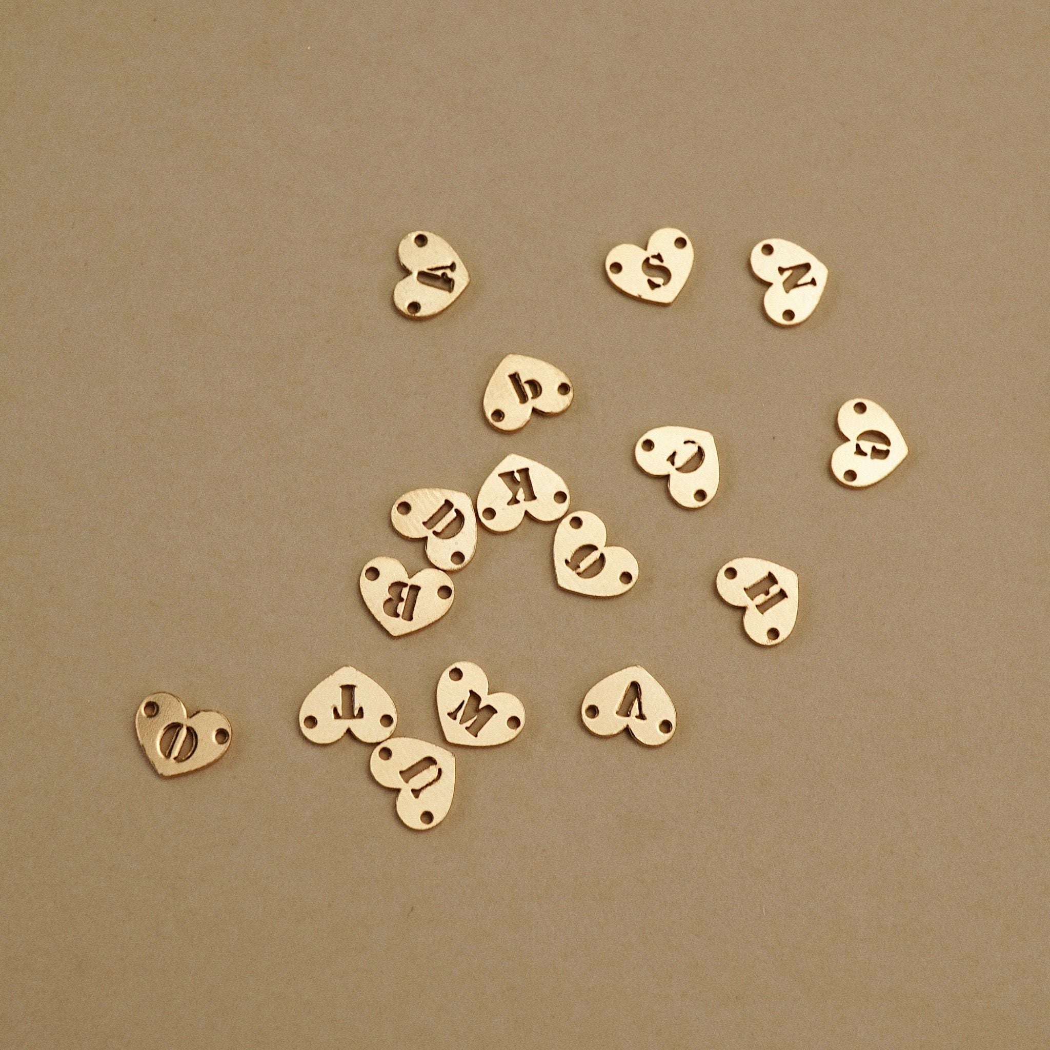  DOUBLE HEART LETTER LINK FIGARO BRACELET 