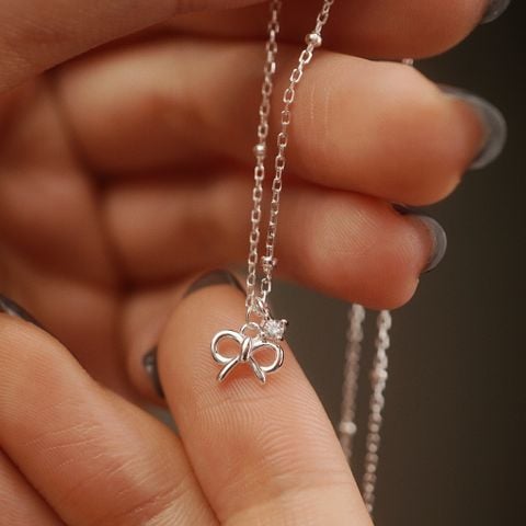 BOW & STONE DOT CHAIN NECKLACE (S)