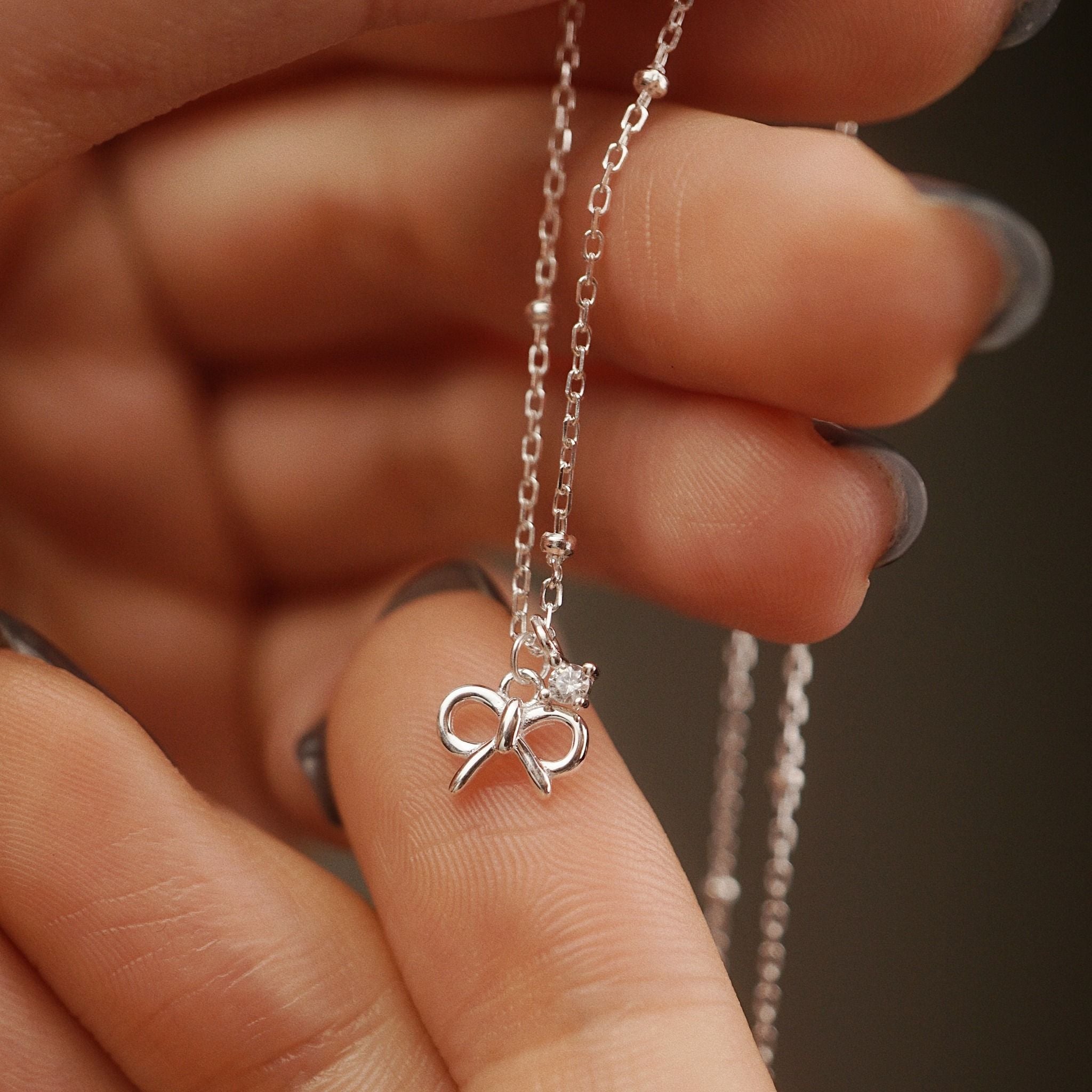  BOW & STONE DOT CHAIN NECKLACE (S) 