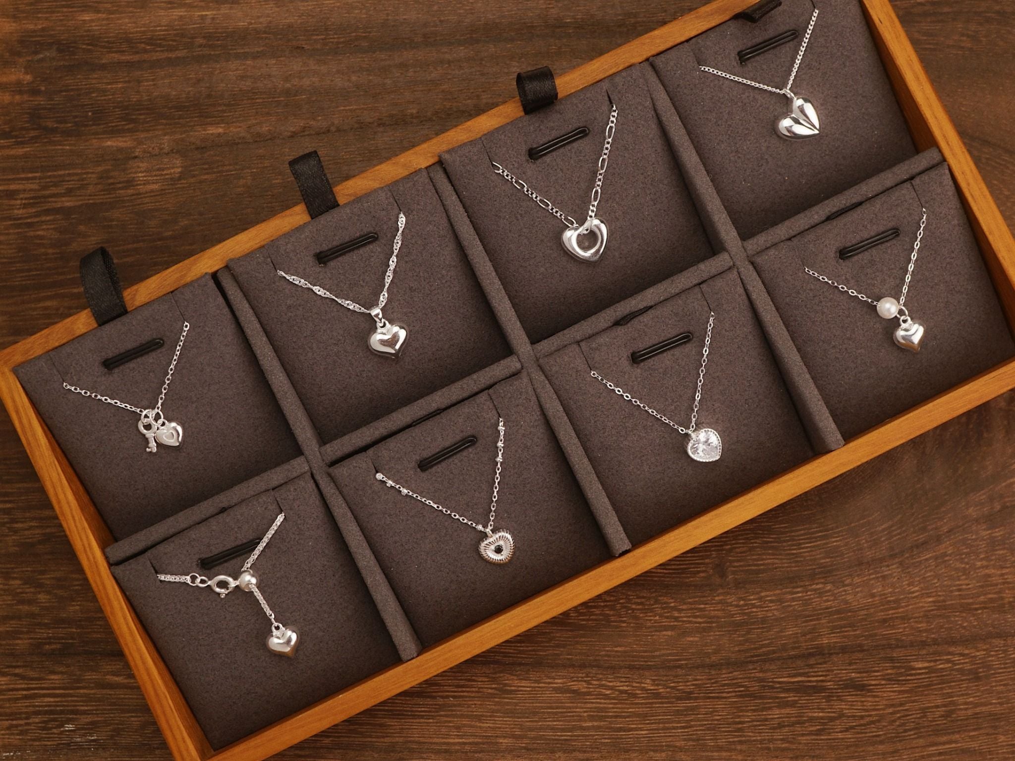 LINE HEART STONE NECKLACE (S) 