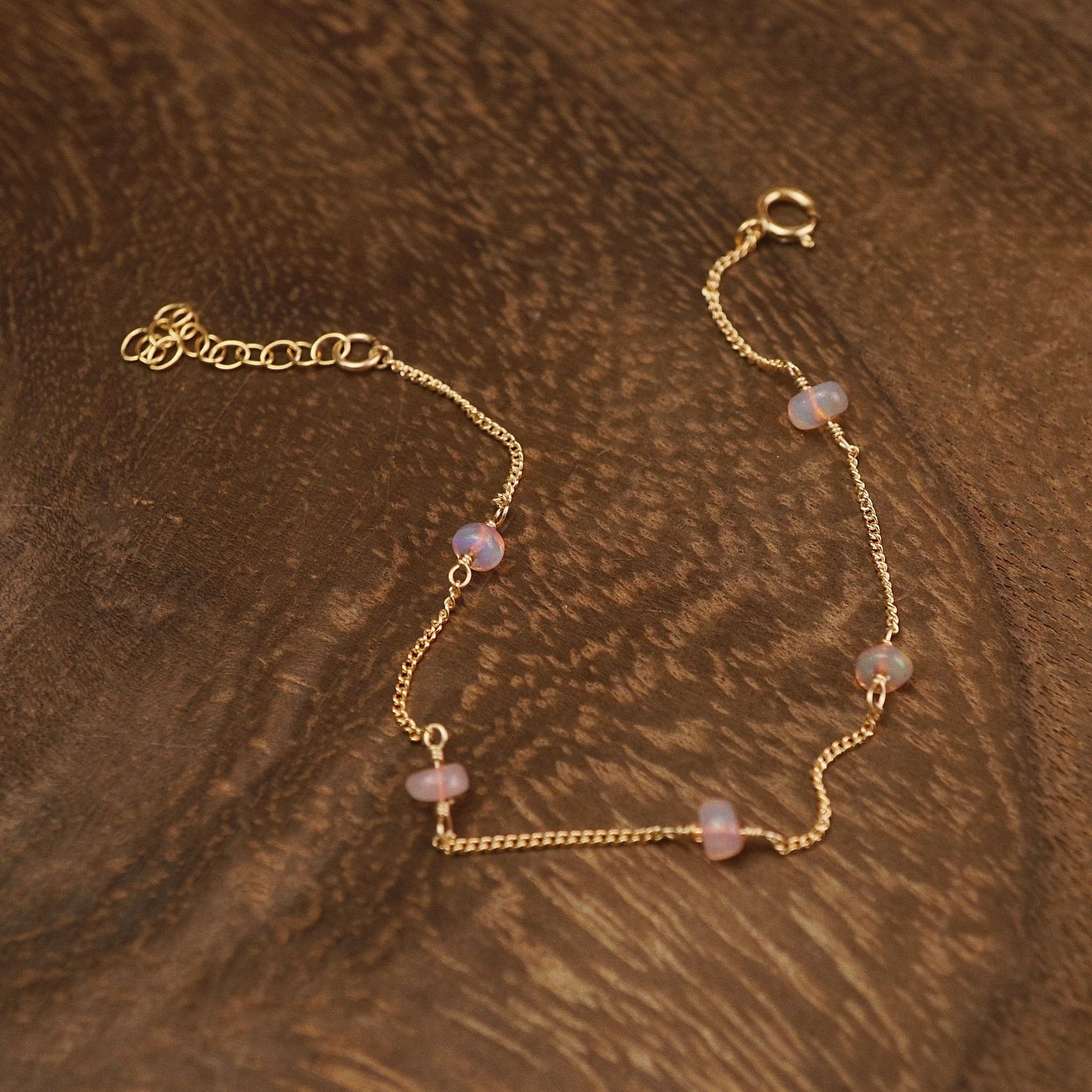  PINK OPAL STATION MINI CURB BRACELET 