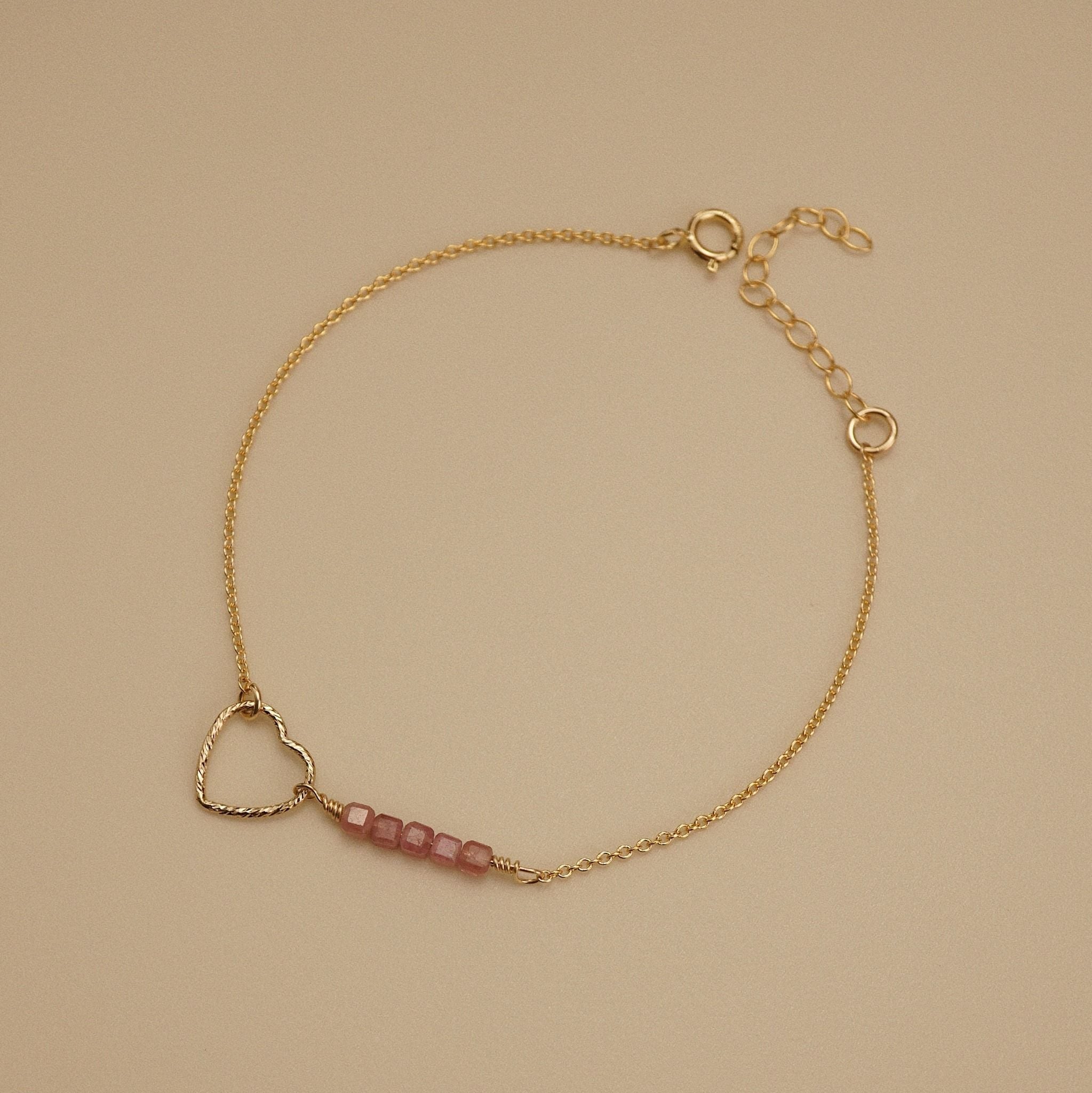  SPARKLE HEART PINK TOURMALINE BRACELET 