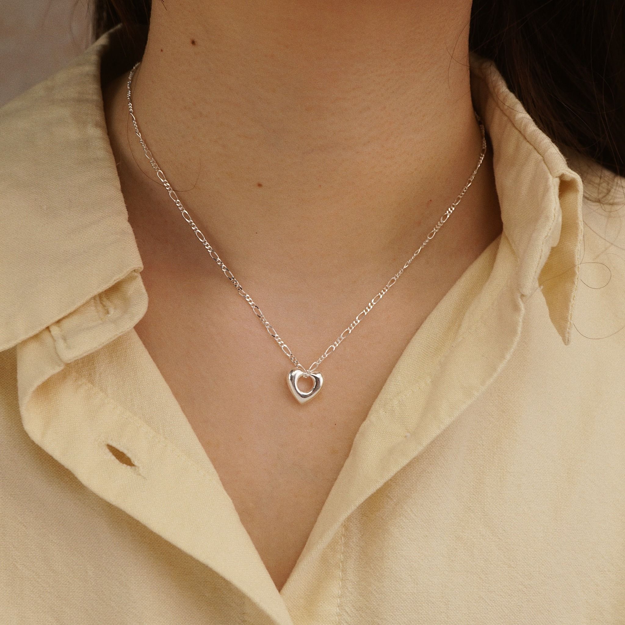 HEART HOLE MINI FIGARO NECKLACE (S) 