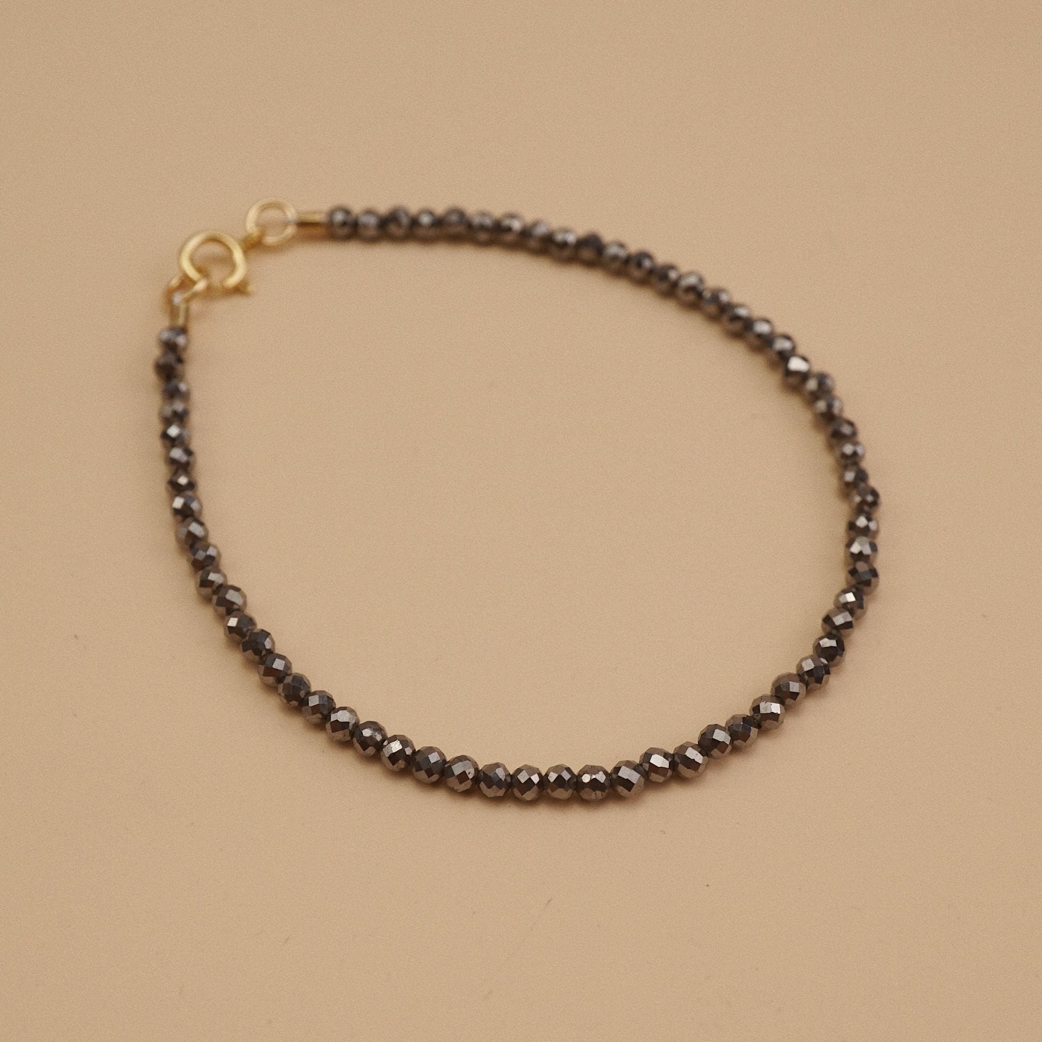  ROUND SILVER OBSIDIAN STONE BRACELET 