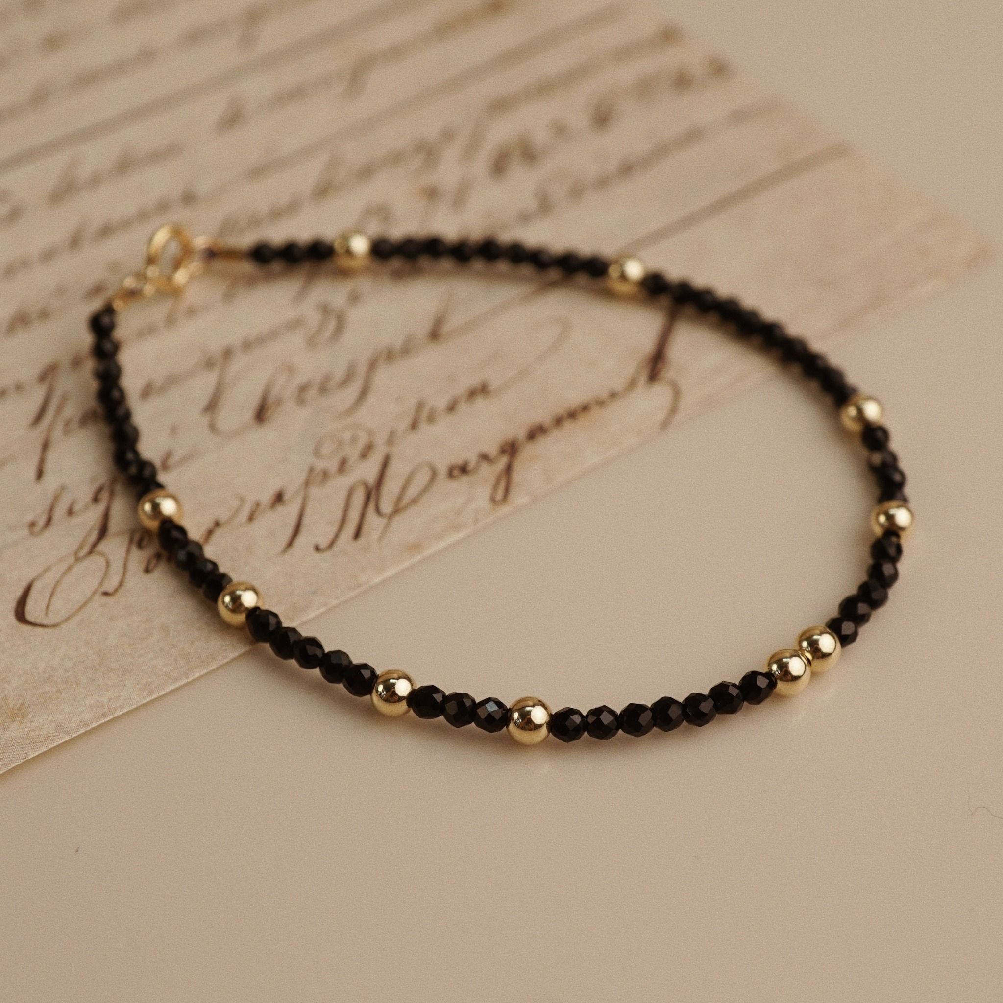  BLACK AGATE STONE BRACELET 