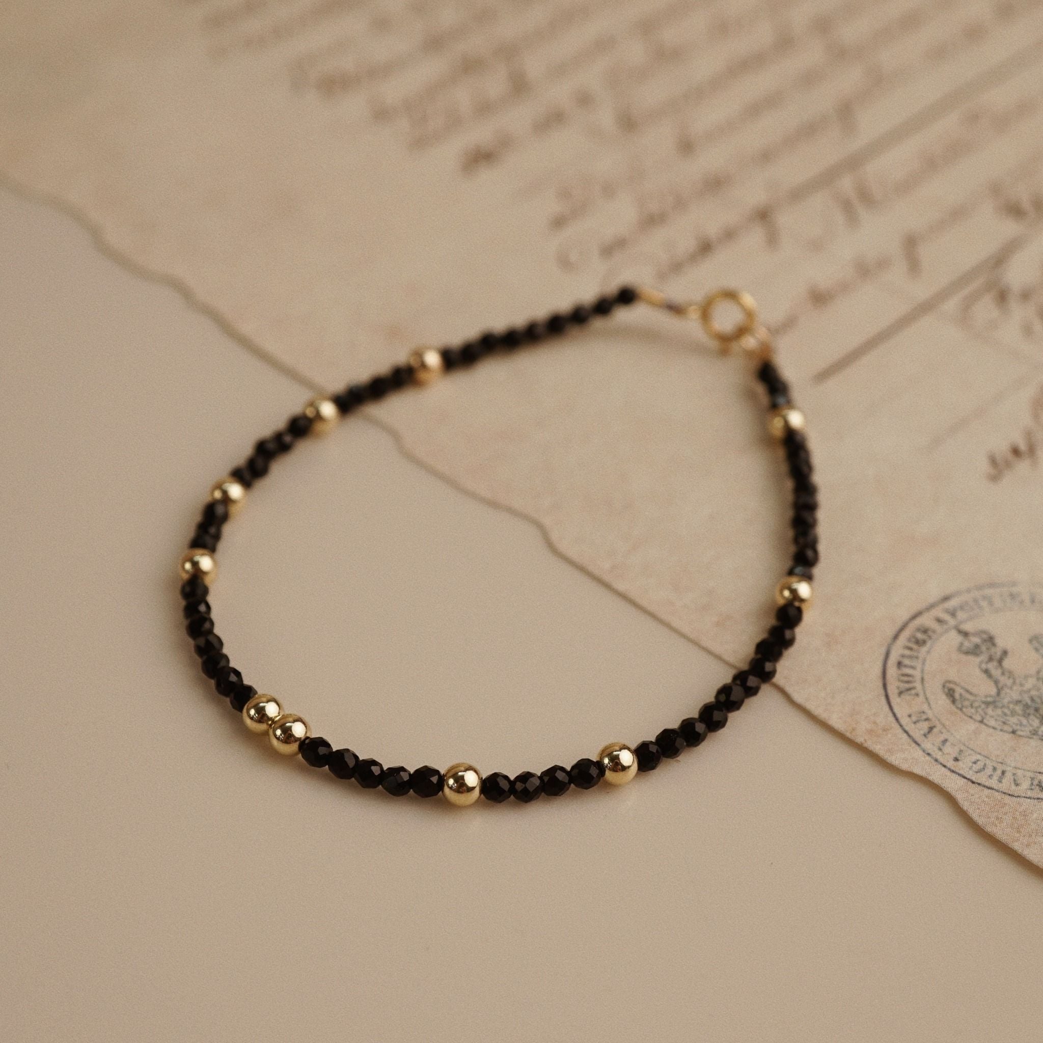  BLACK AGATE STONE BRACELET 