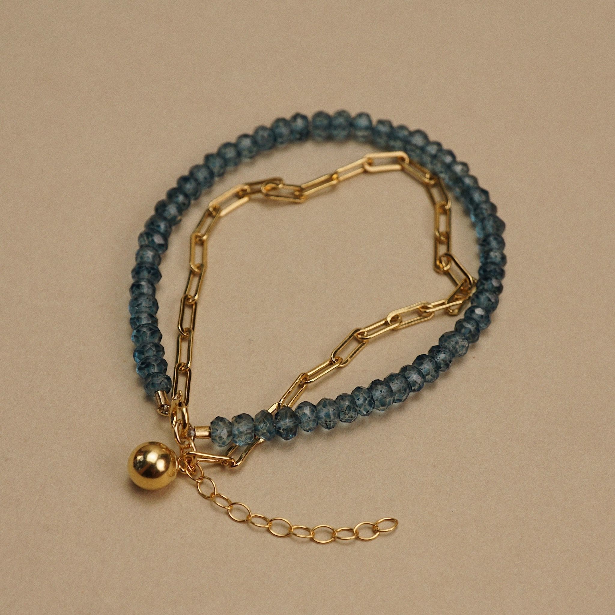  DROPBALL - RECTANGLE CHAIN TOPAZ BRACELET 