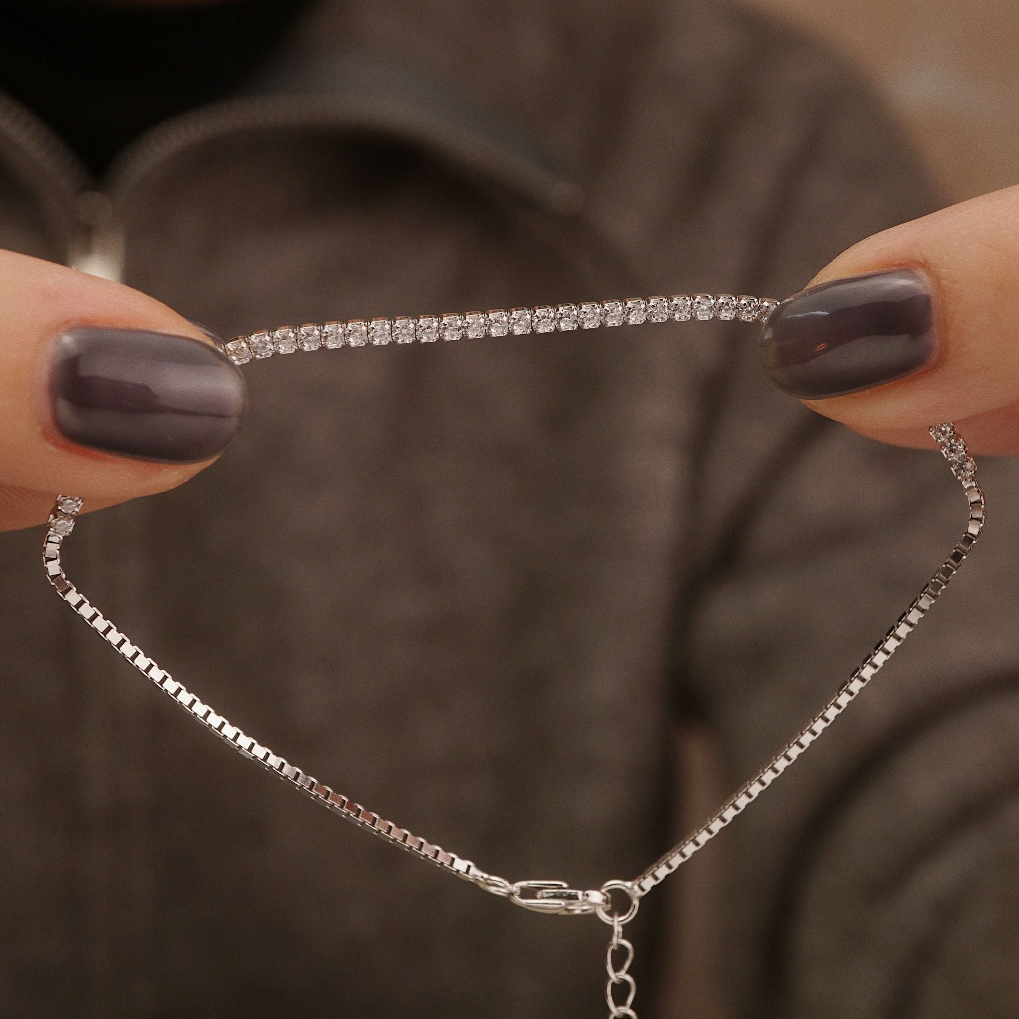  PAVE BAR MINI VENETIAN BOX CHAIN BRACELET (S) 