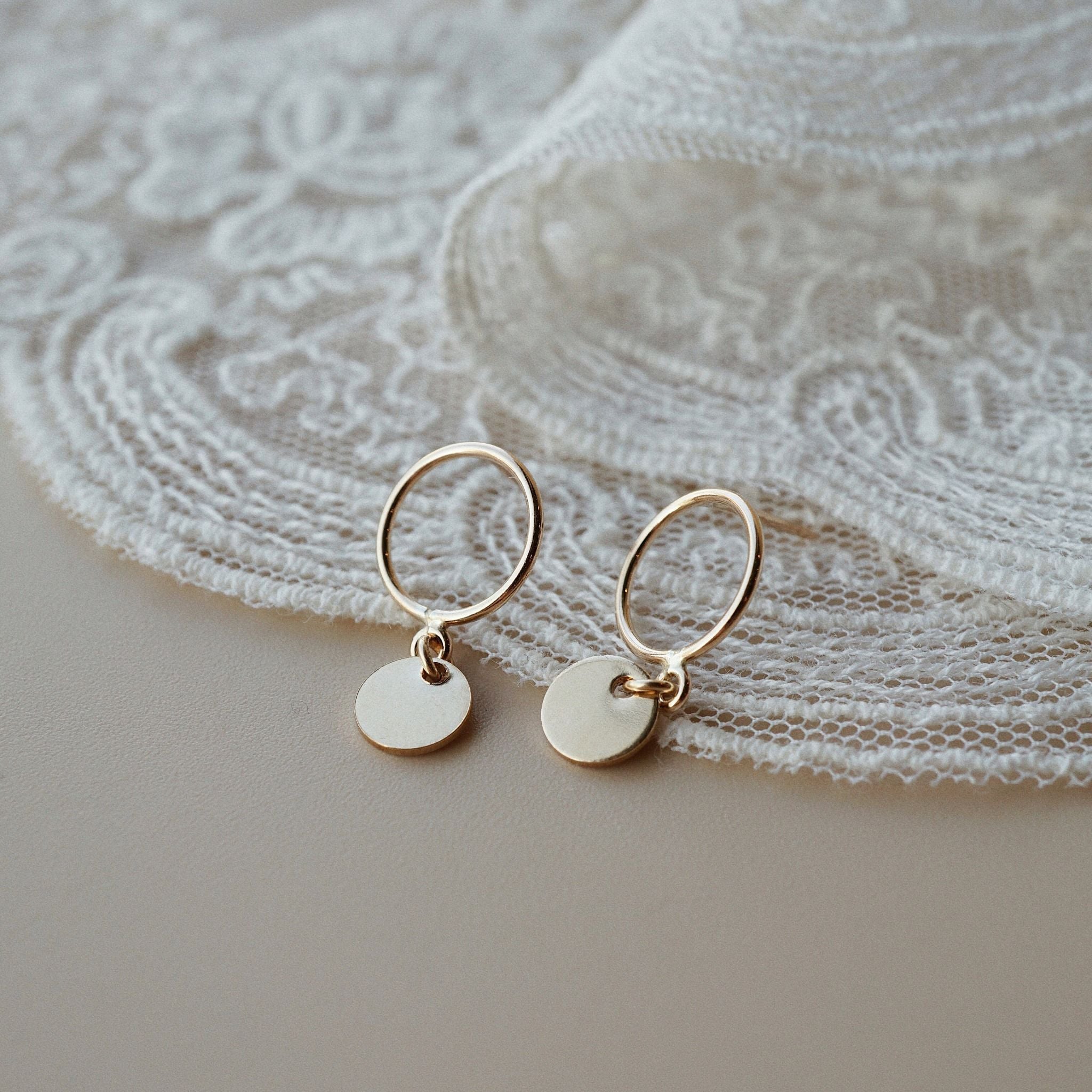 MINI DISC CIRCLE STUD EARRINGS 