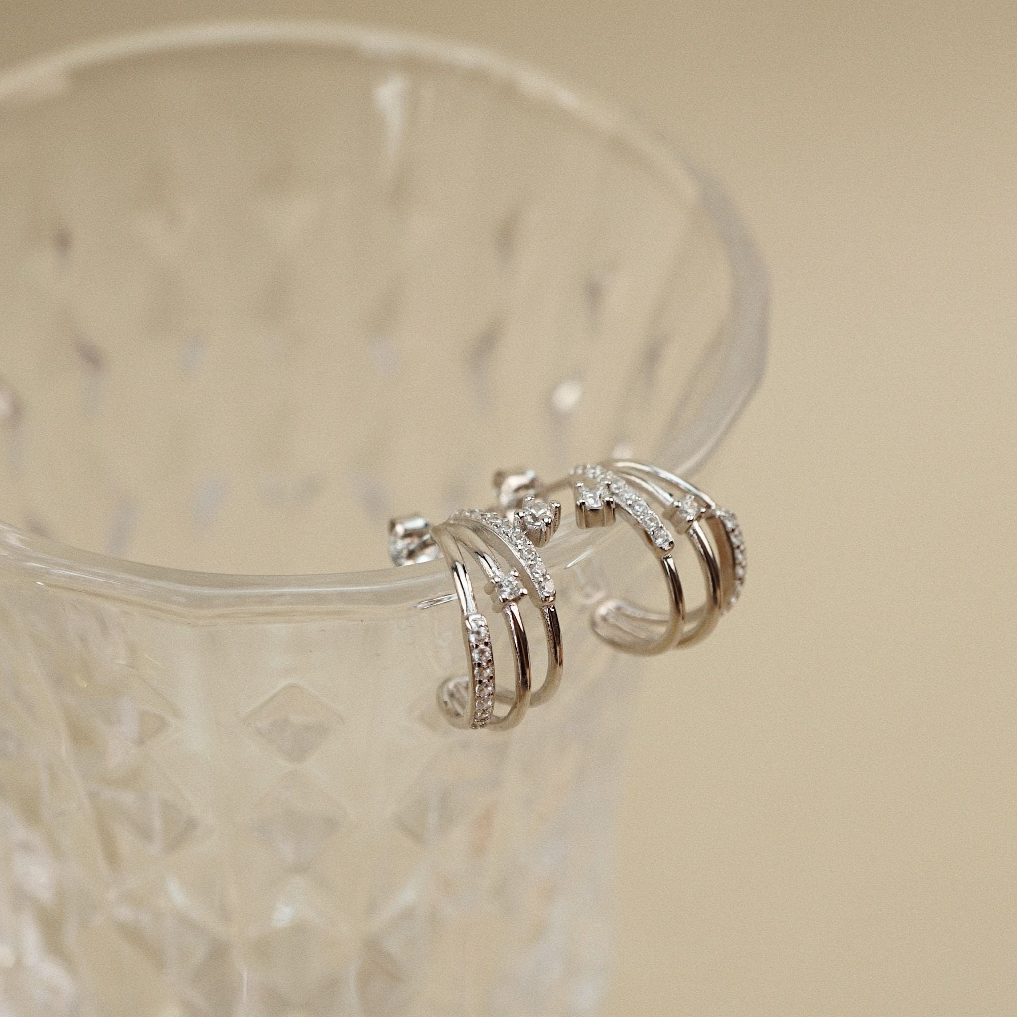  TRIO PAVE HOOP EARRINGS 