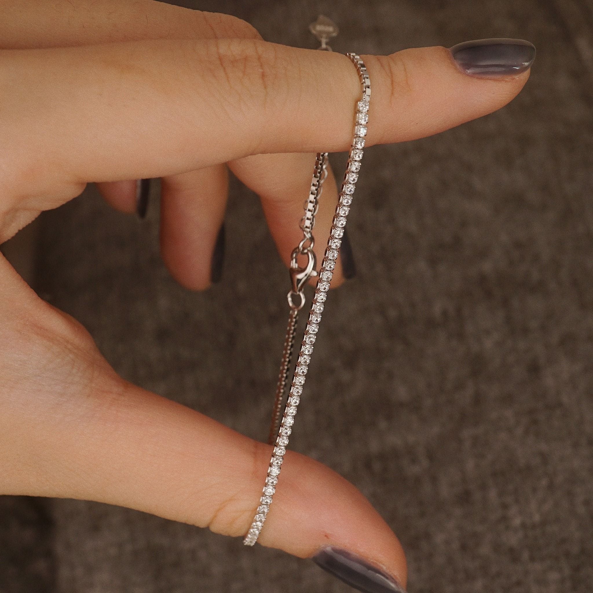  PAVE BAR MINI VENETIAN BOX CHAIN BRACELET (S) 