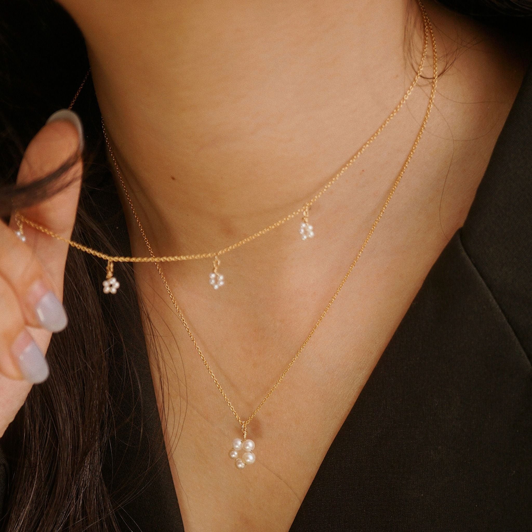  FLOWER PEARL NECKLACE 