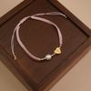  HOLLOW HEART LETTER MIX PEARL BEADED STRING BRACELET 