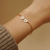  DOUBLE HEART LETTER LINK FIGARO BRACELET 