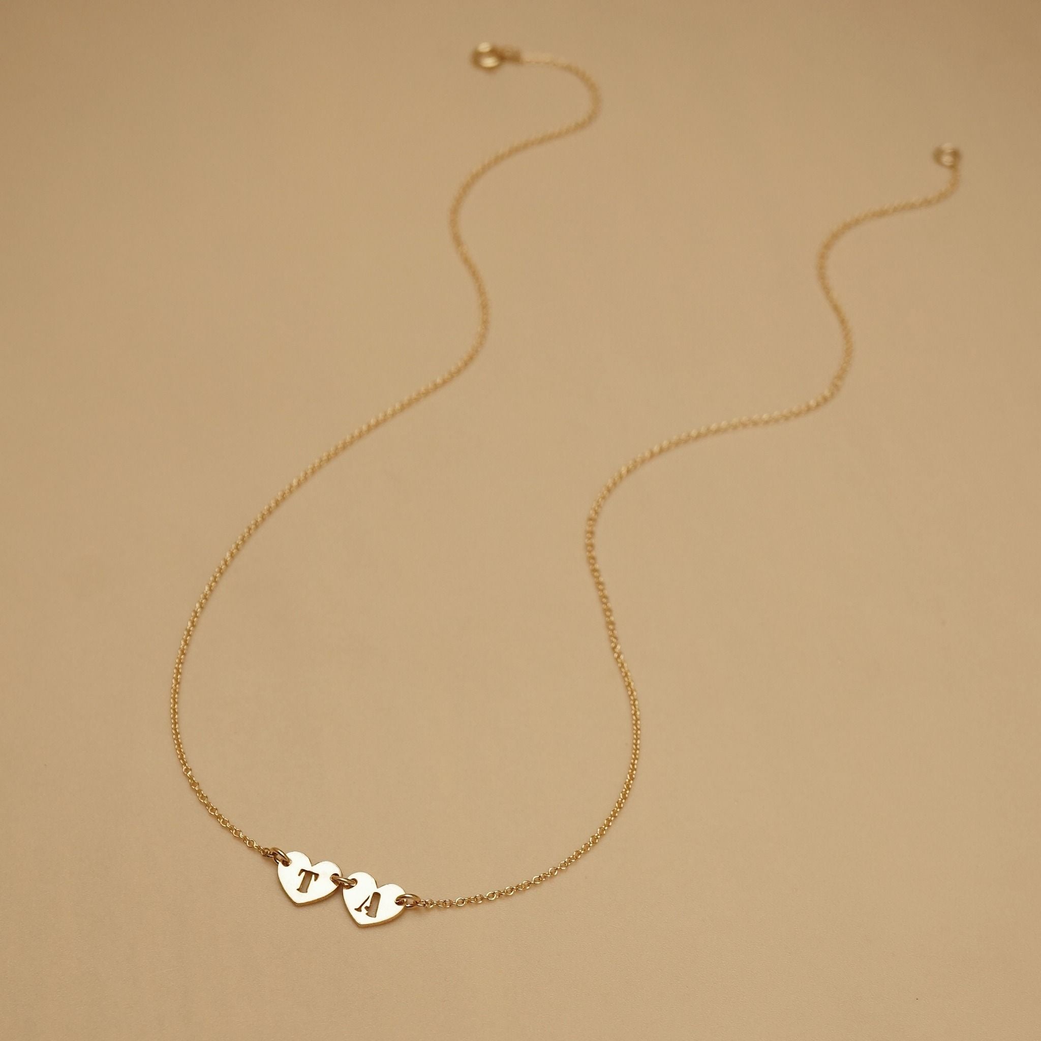  DOUBLE HEART LETTER LINK NECKLACE 