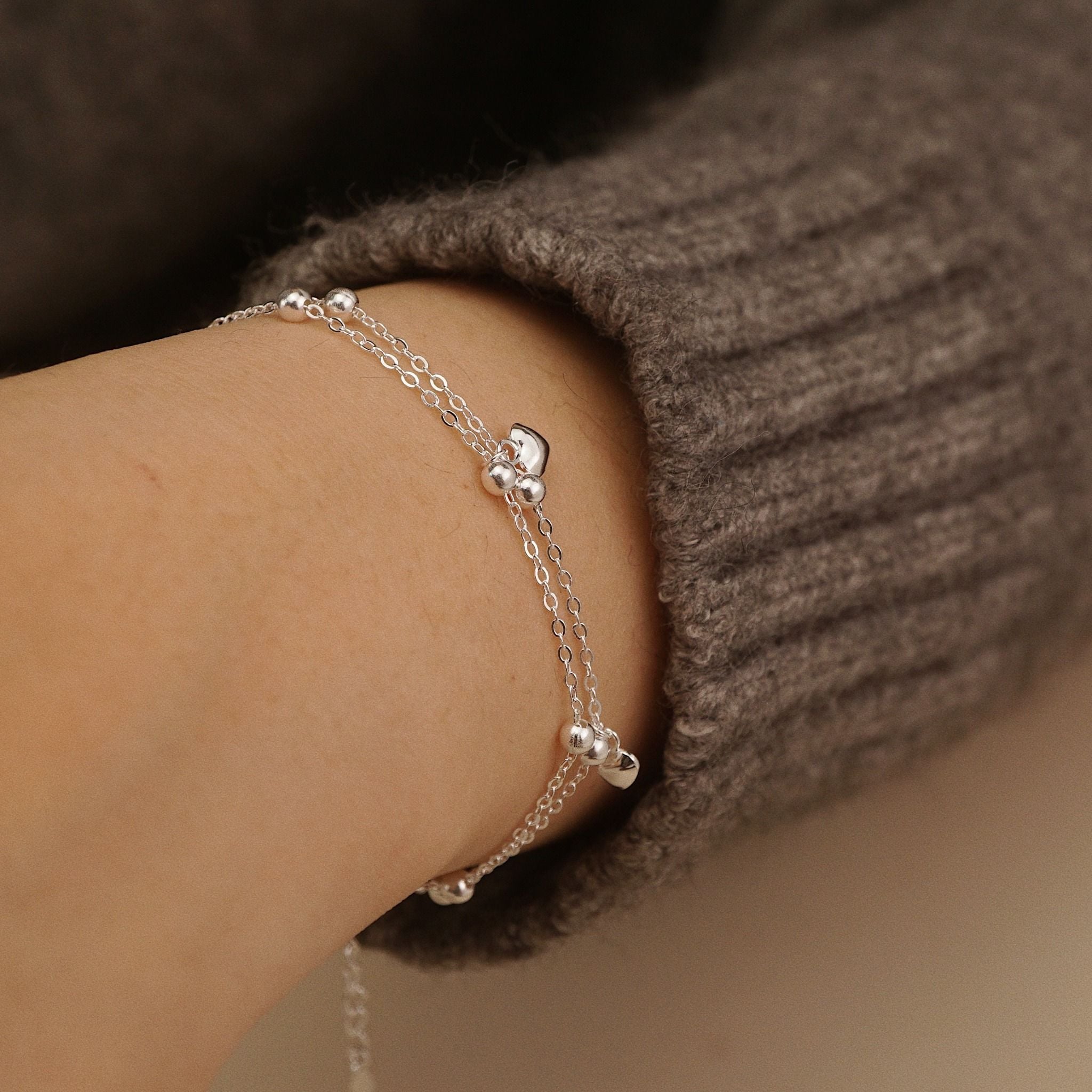  PUFF HEART DUO DOT CHAIN BRACELET (S) 