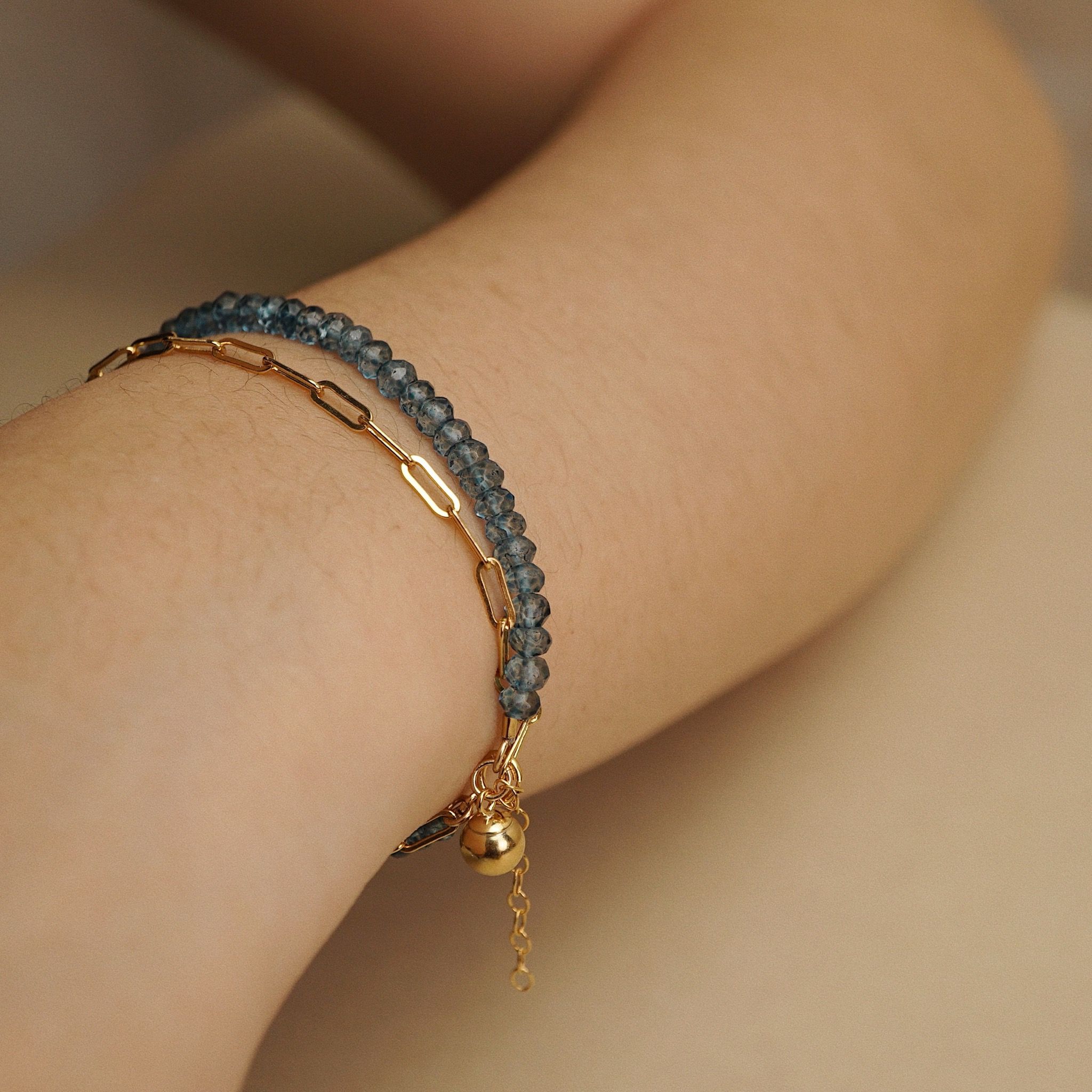  DROPBALL - RECTANGLE CHAIN TOPAZ BRACELET 