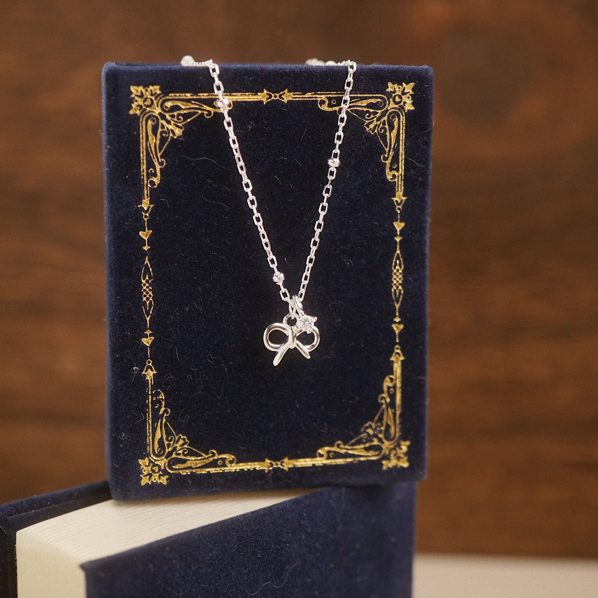  BOW & STONE DOT CHAIN NECKLACE (S) 