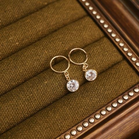 BOLD STONE CIRCLE STUD EARRINGS