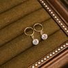  BOLD STONE CIRCLE STUD EARRINGS 