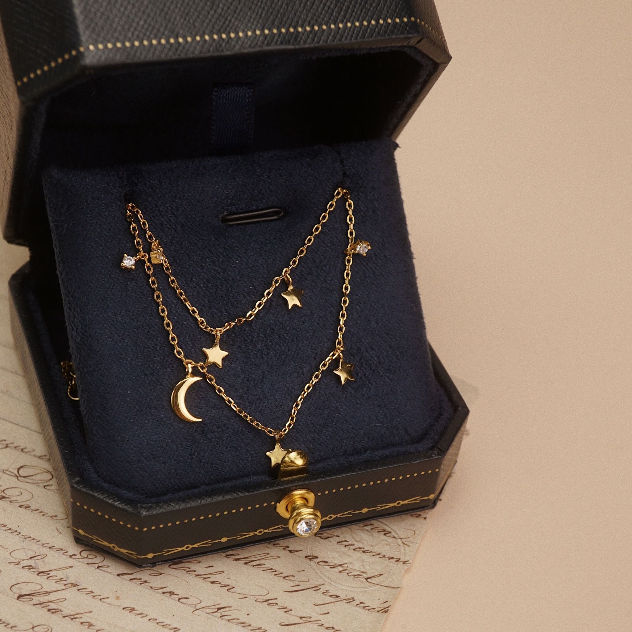  MOON & STAR LAYER NECKLACE 
