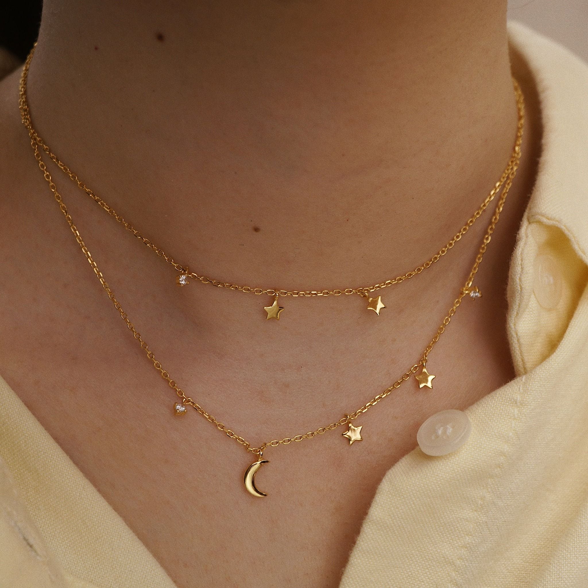  MOON & STAR LAYER NECKLACE 