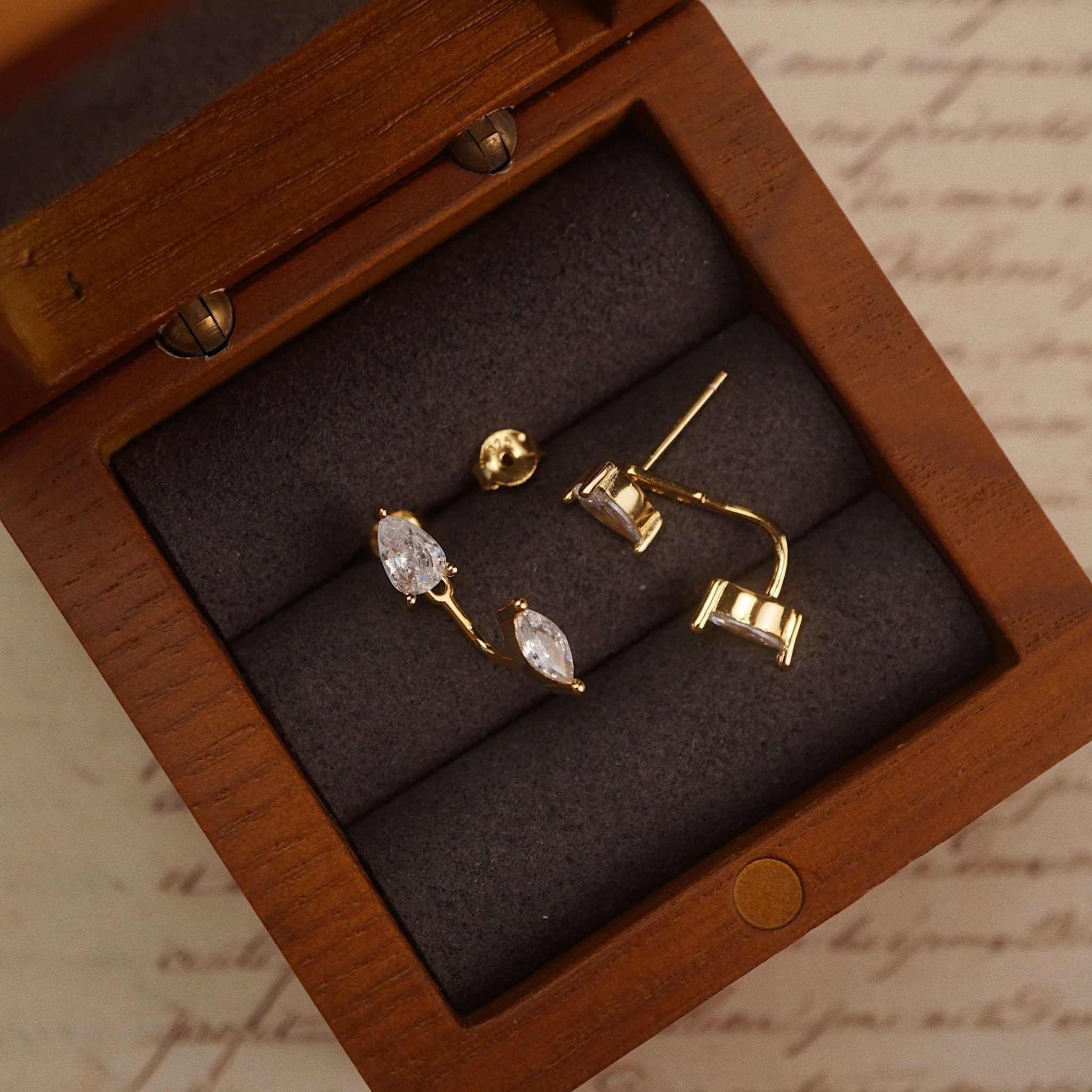  PEAR MARQUISE JACKET EARRINGS 