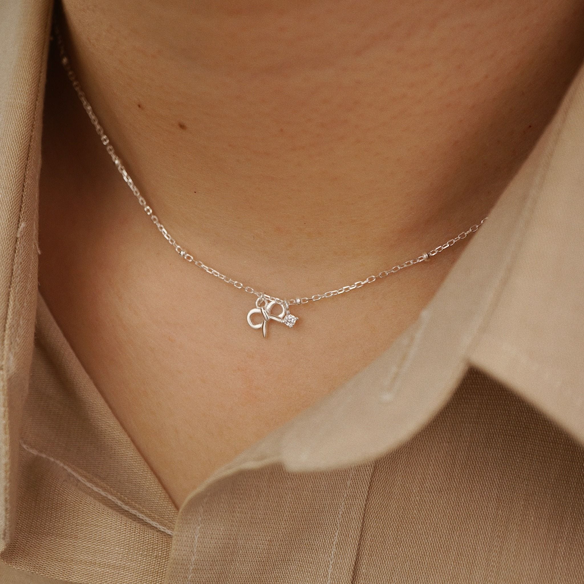  BOW & STONE DOT CHAIN NECKLACE (S) 