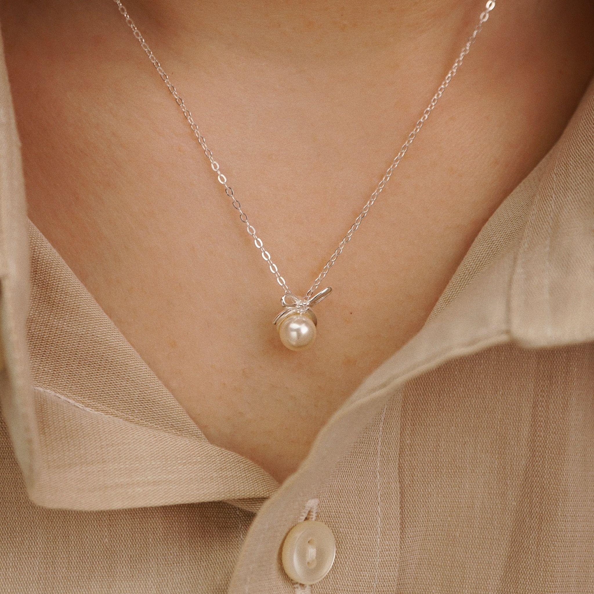  RIBBON PEARL NECKLACE (S) 