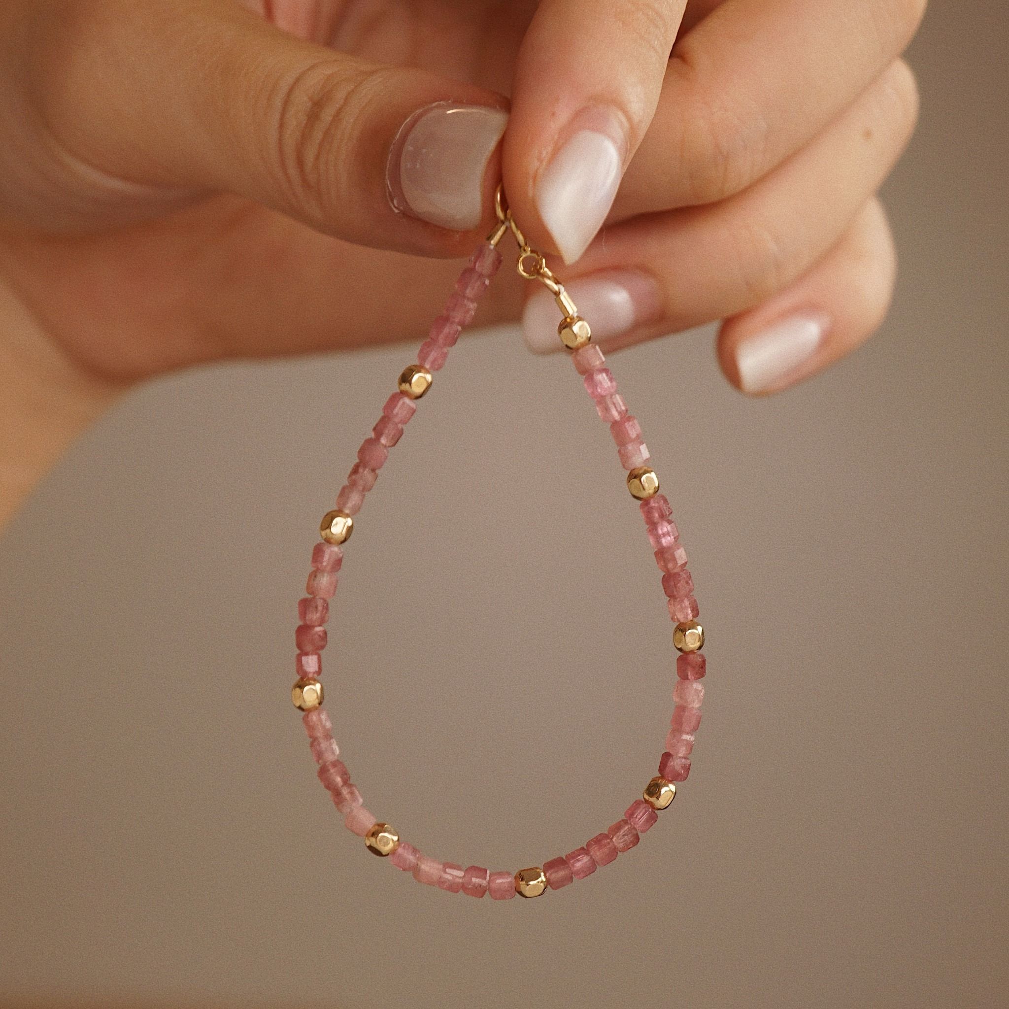  PINK TOURMALINE STONE BRACELET 