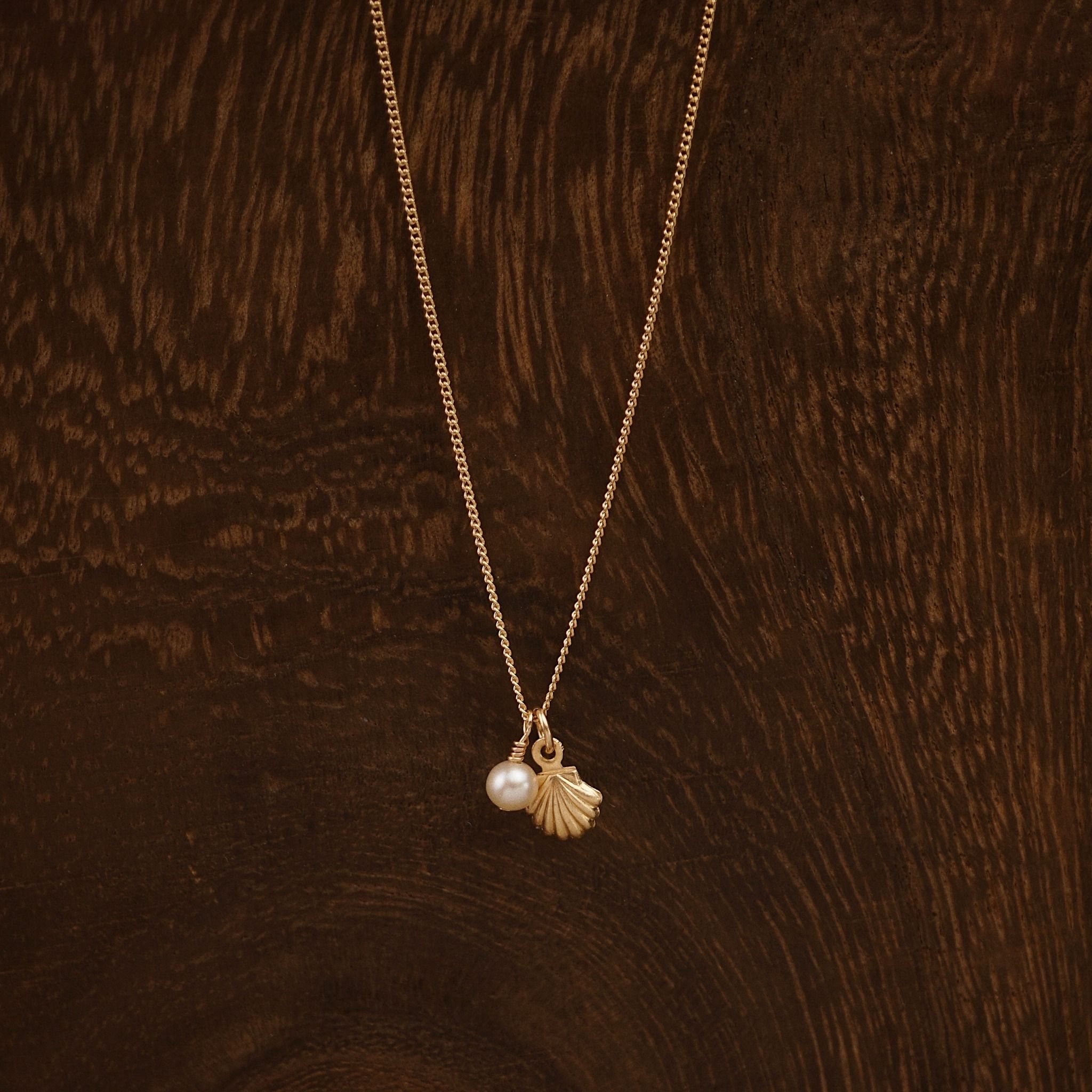  SHELL&PEARL MINI CURB NECKLACE 