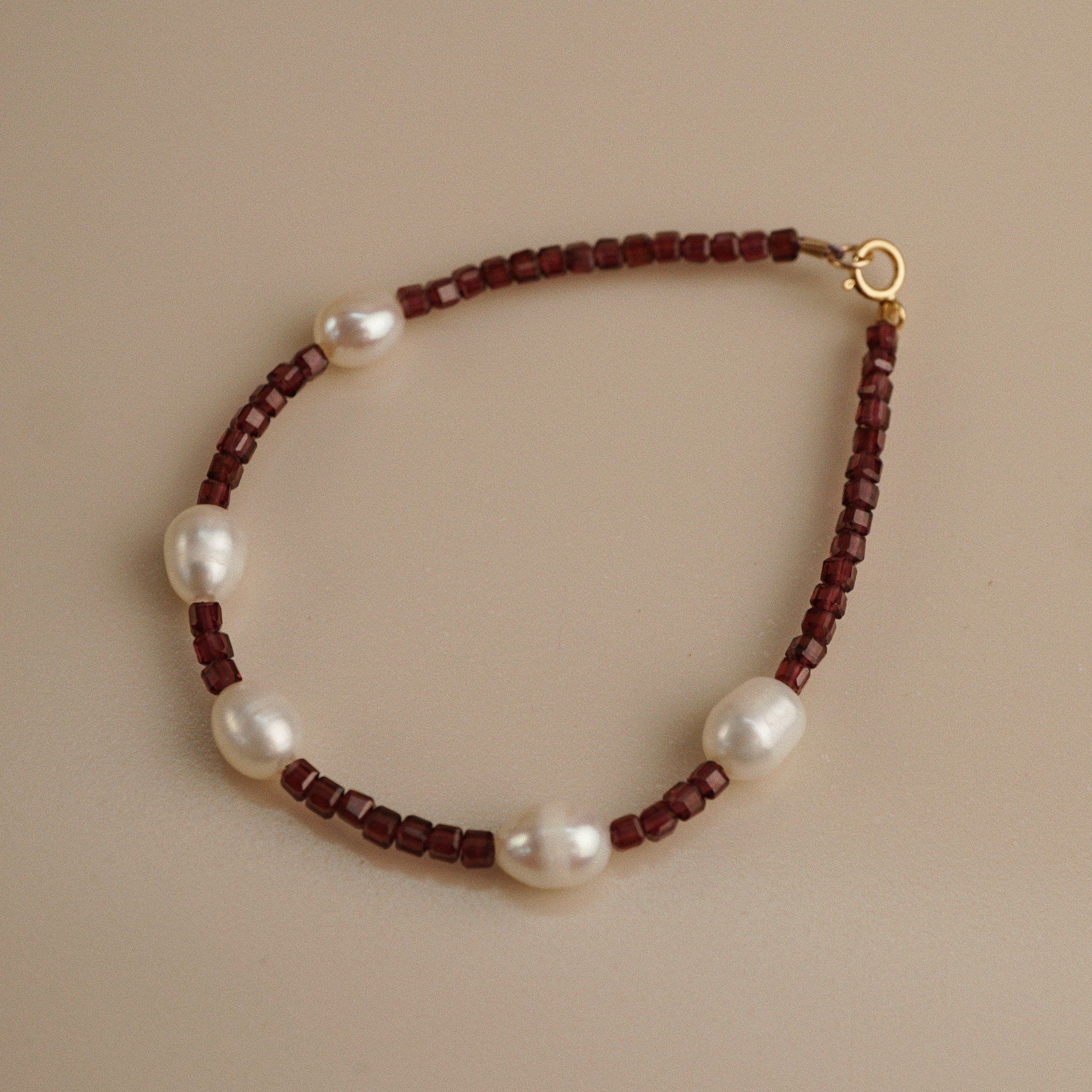  GARNET MIX PEARL BRACELET 