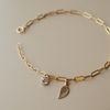  LEAF & STONE RECTANGLE CHAIN BRACELET 