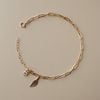  LEAF & STONE RECTANGLE CHAIN BRACELET 