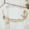  LEAF & STONE RECTANGLE CHAIN BRACELET 