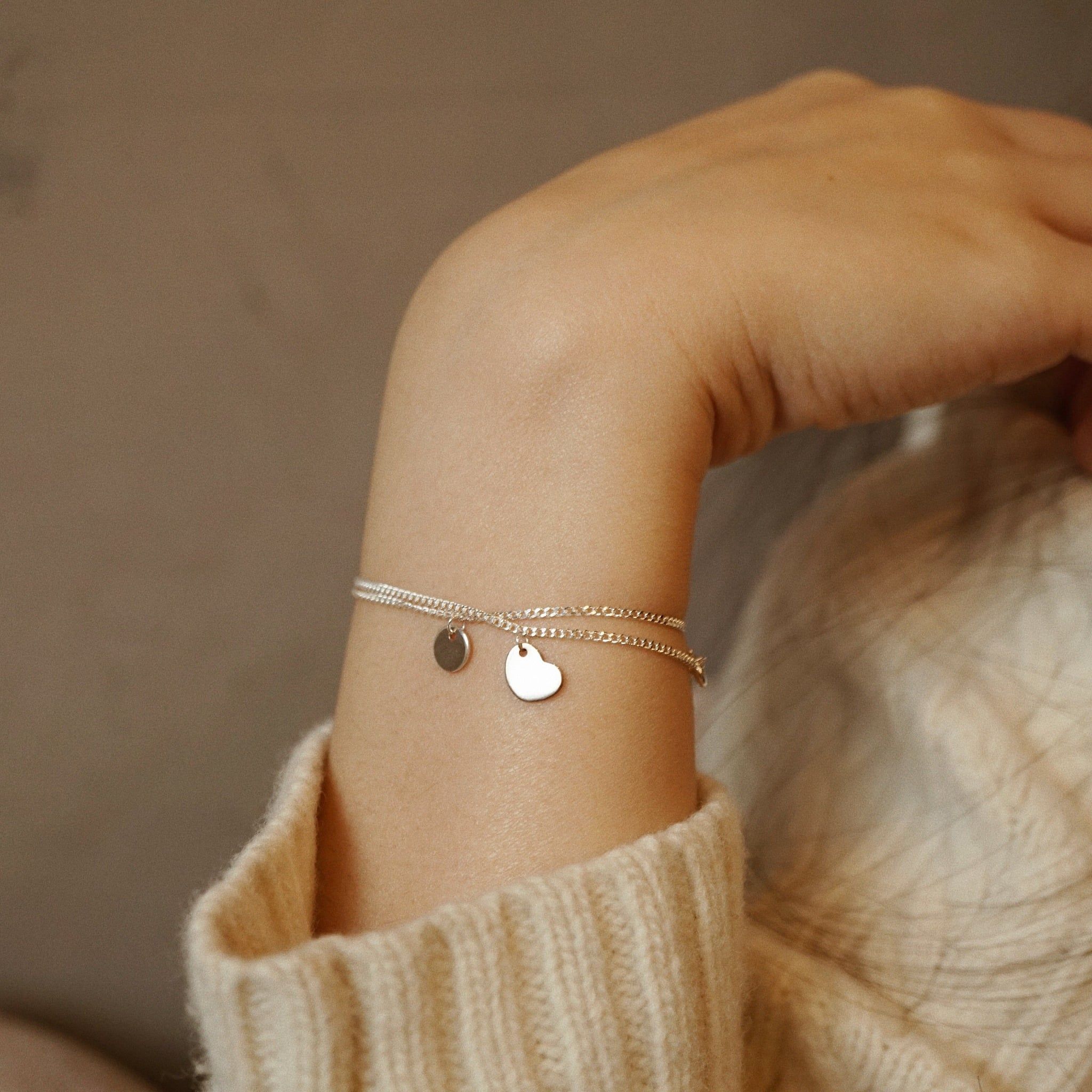  MINI DISC & MINI HEART DUO CURB BRACELET (S) 