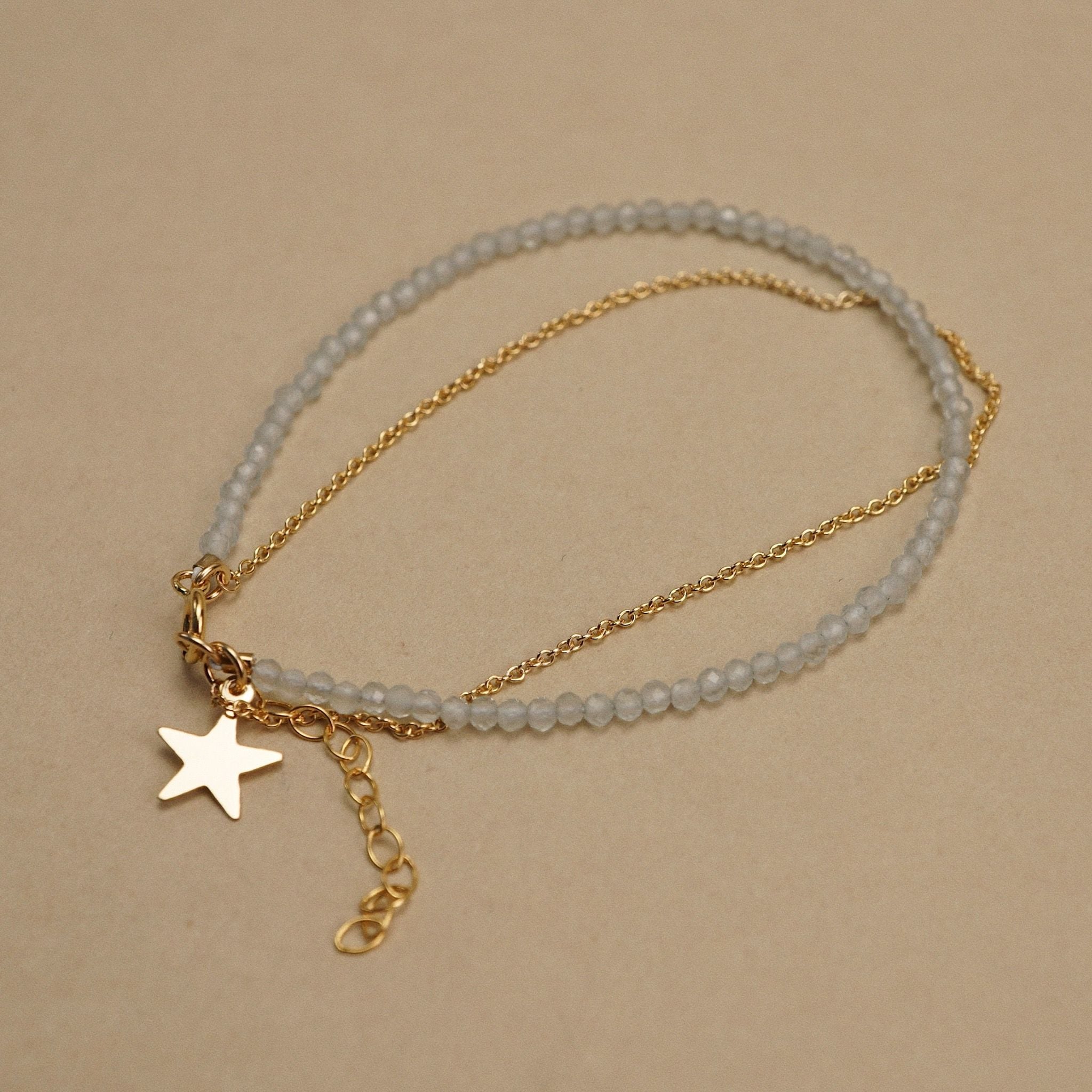  MINI STAR - PLAIN  ROUND AQUAMARINE BRACELET 