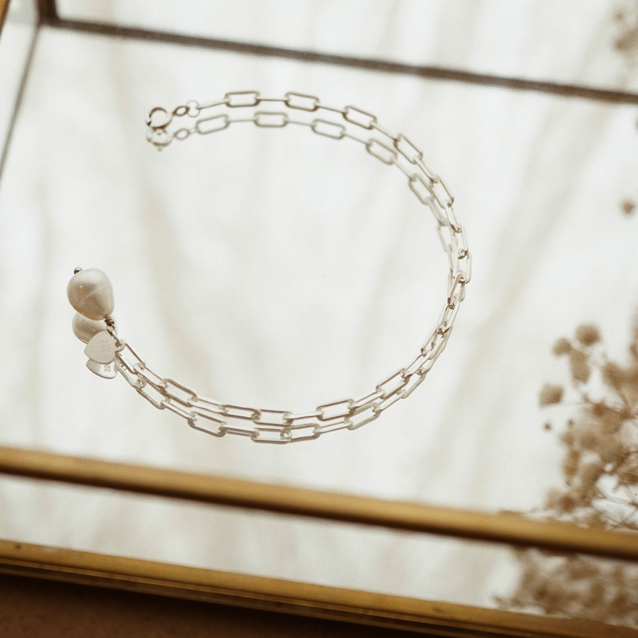  PEARL - RECTANGLE CHAIN BRACELET (S) 