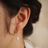  PEARL RECTANGLE CHAIN DROP EARRINGS 