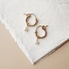  ROUND PEARL BOLD HOOP EARRINGS 
