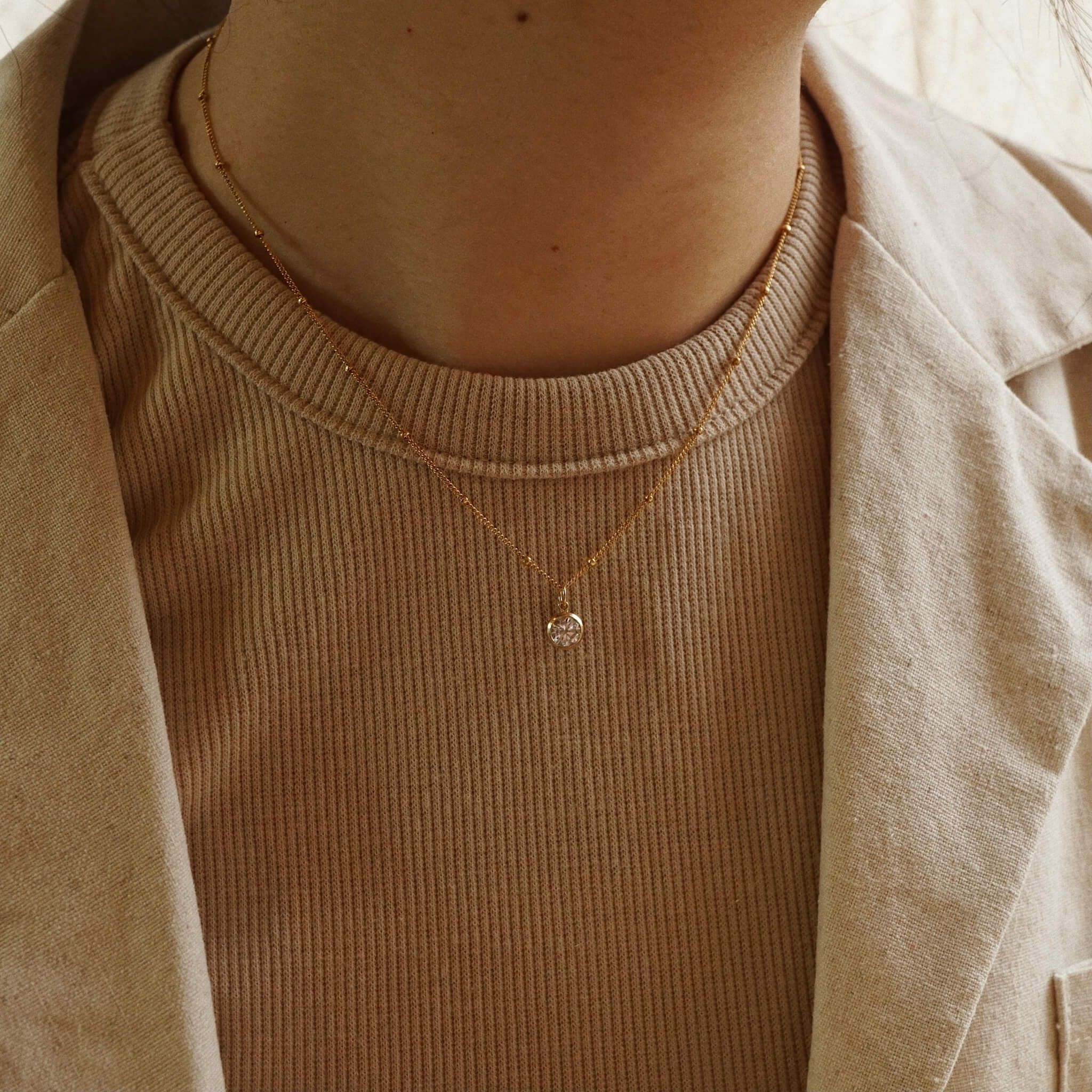  BOLD STONE SATELLITE NECKLACE 