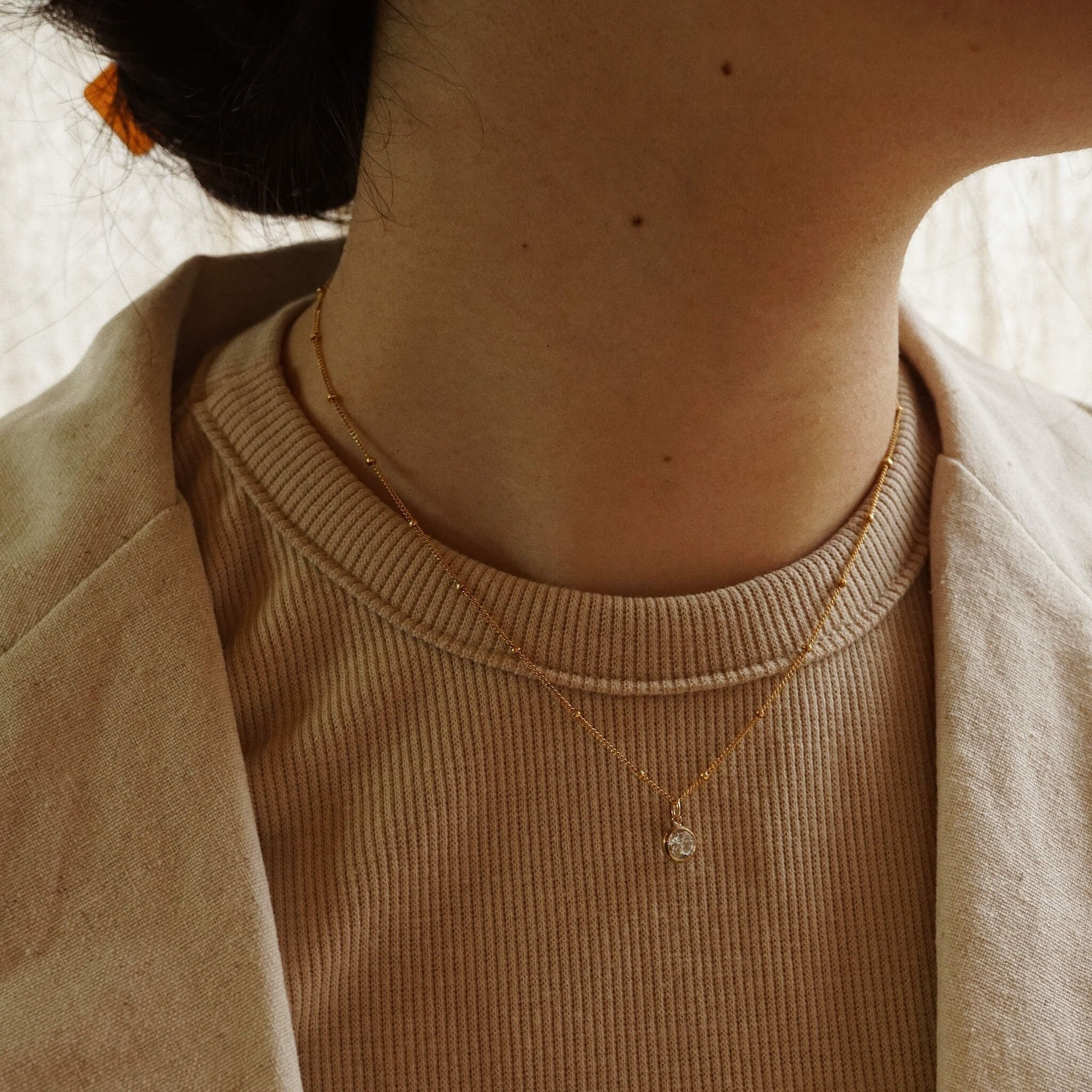  BOLD STONE SATELLITE NECKLACE 