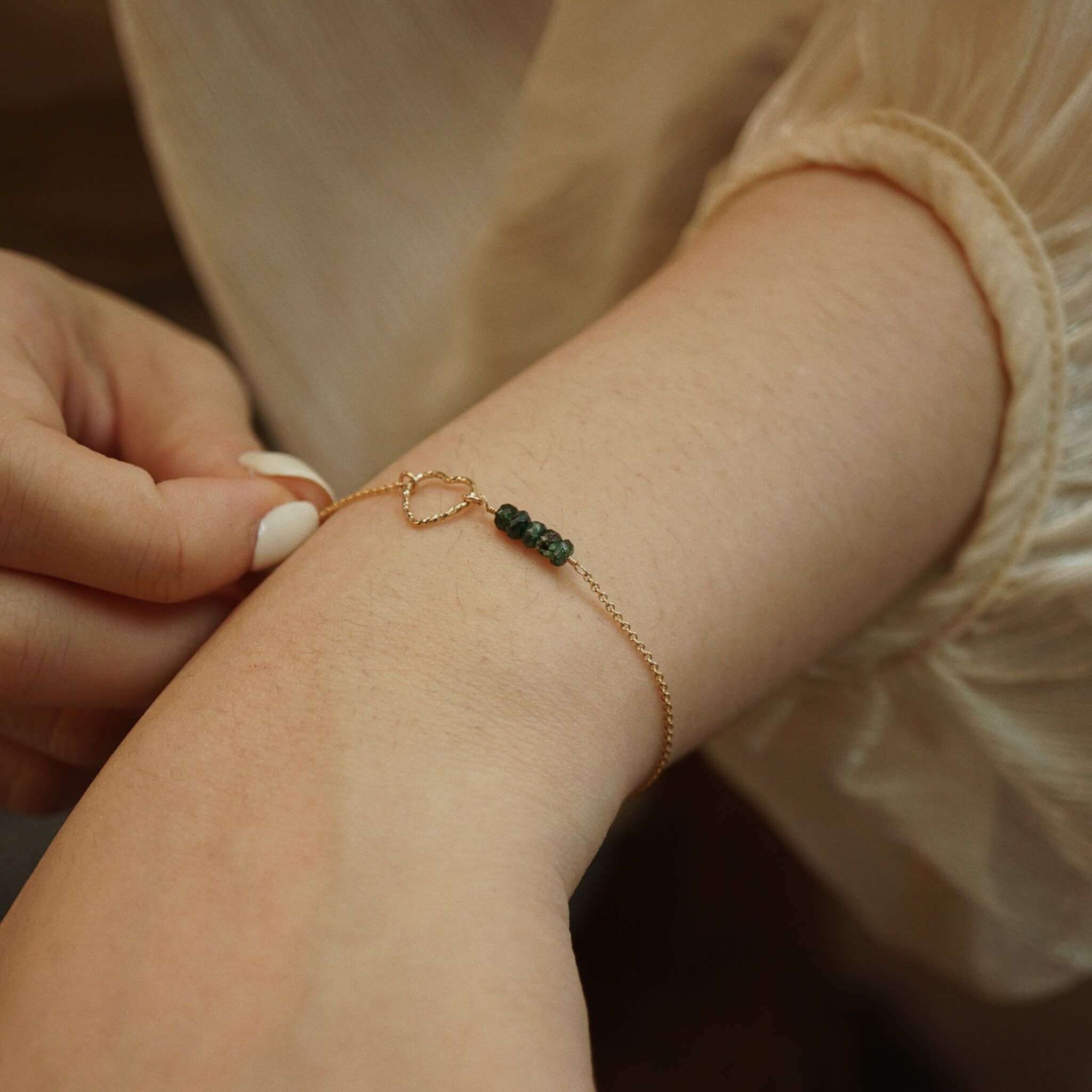  SPARKLE HEART EMERALD BRACELET 