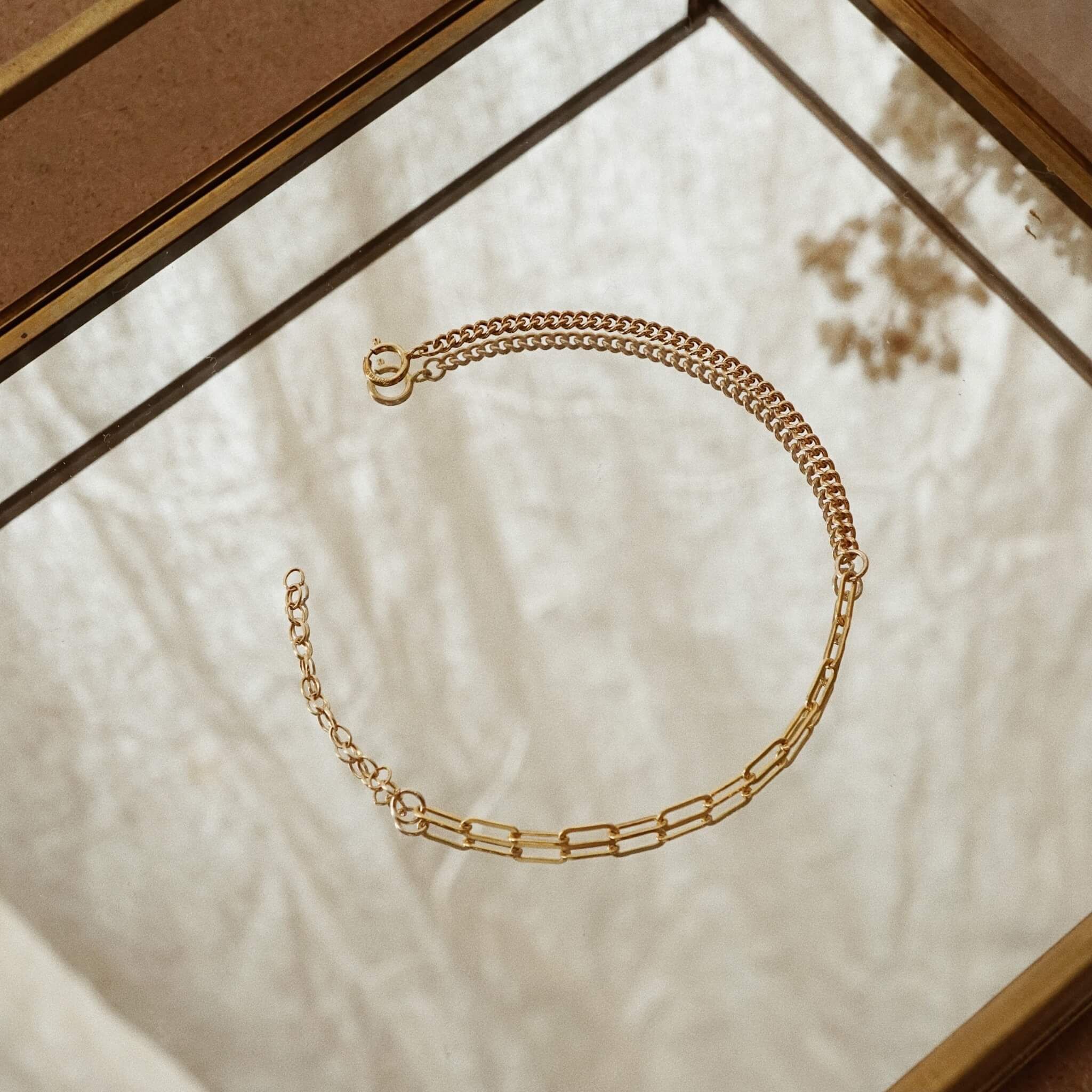  CURB & RECTANGLE CHAIN BRACELET 