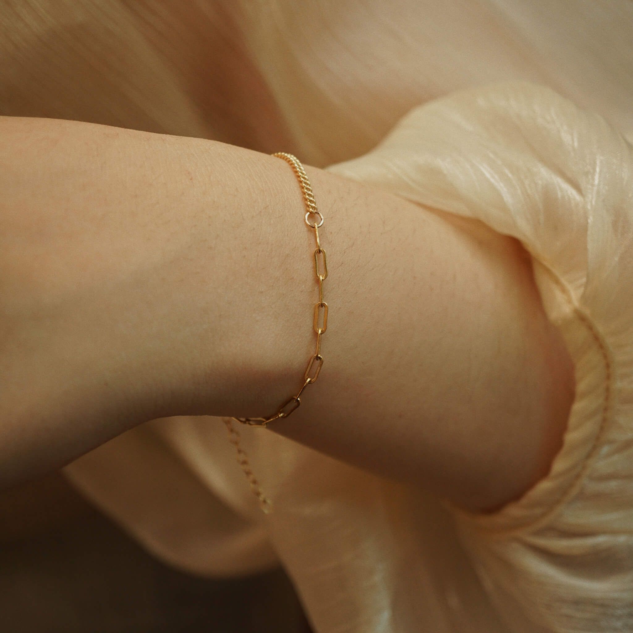  CURB & RECTANGLE CHAIN BRACELET 