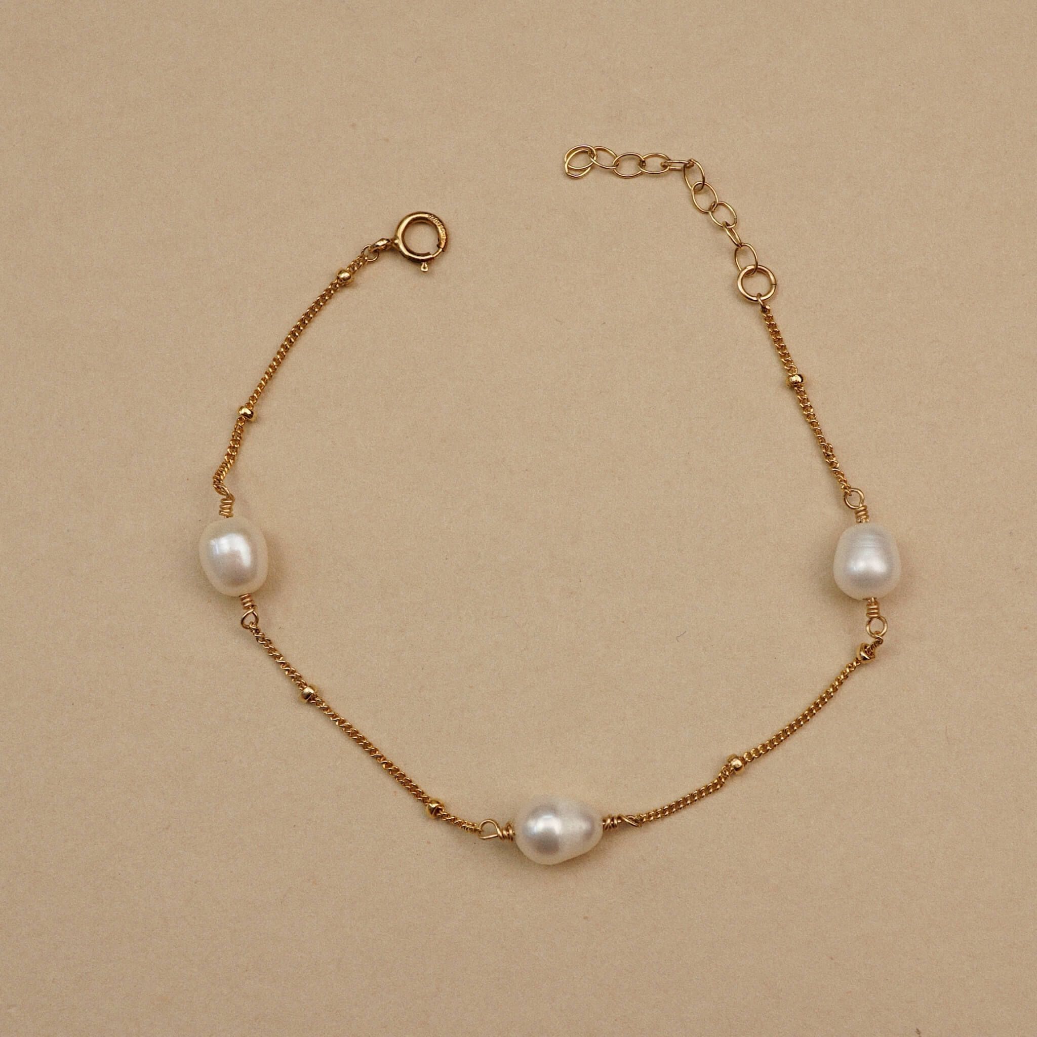  BOLD RICE SHAPE PEARL STATION SATELLITE BRACELET 