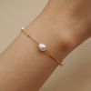  BOLD RICE SHAPE PEARL STATION SATELLITE BRACELET 