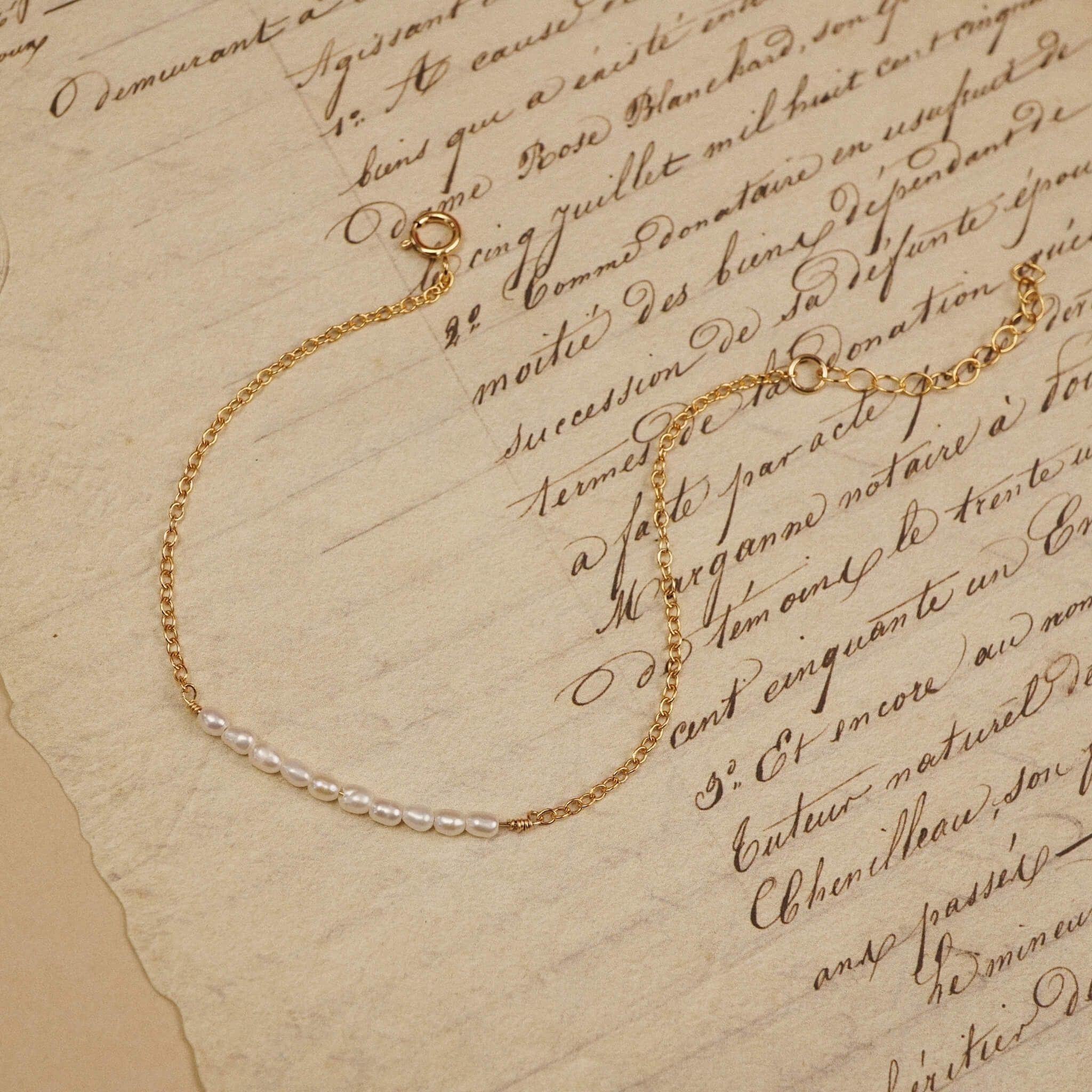  RICE SHAPE PEARL BAR BRACELET 
